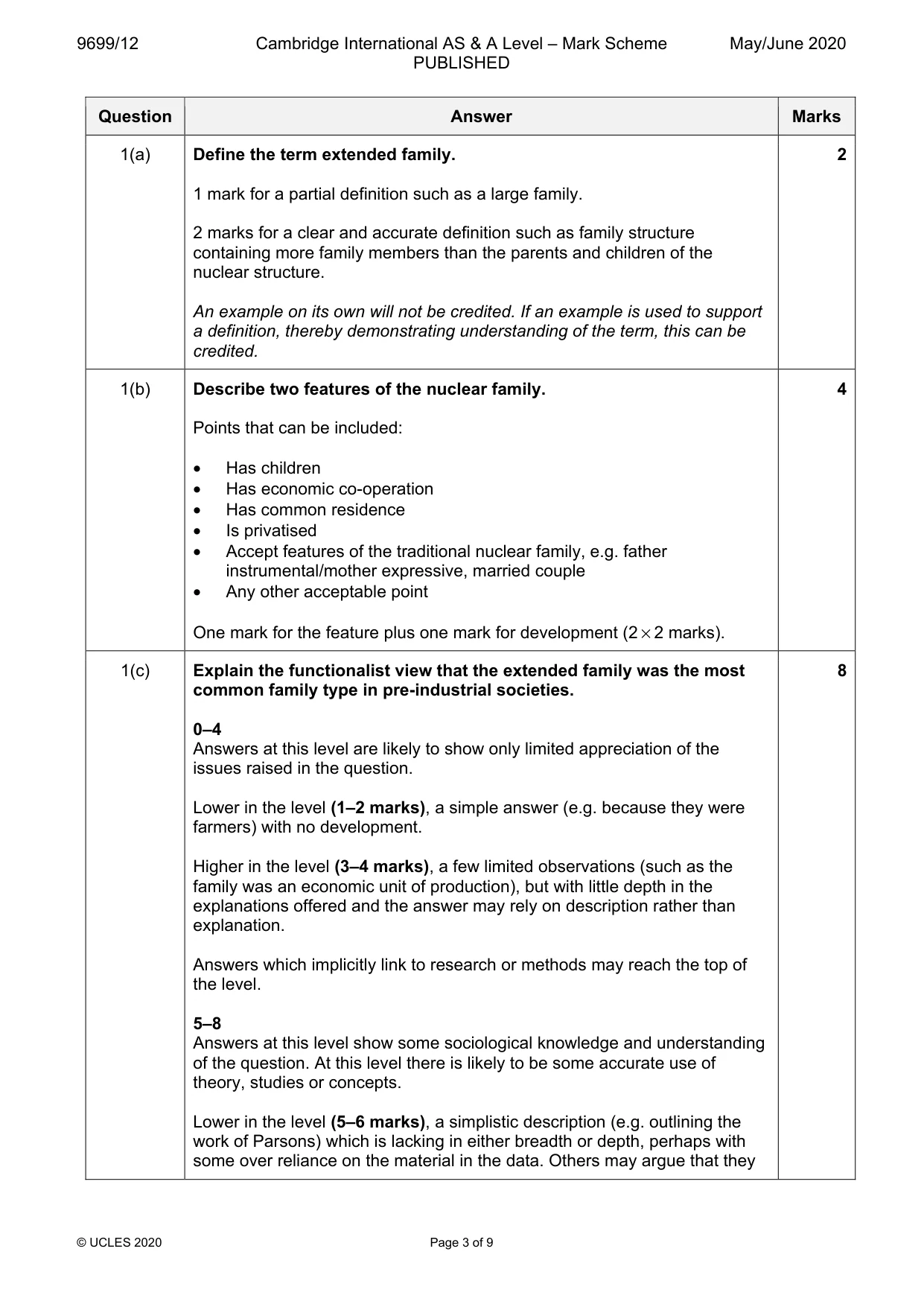 Mark scheme, page 3 of 9