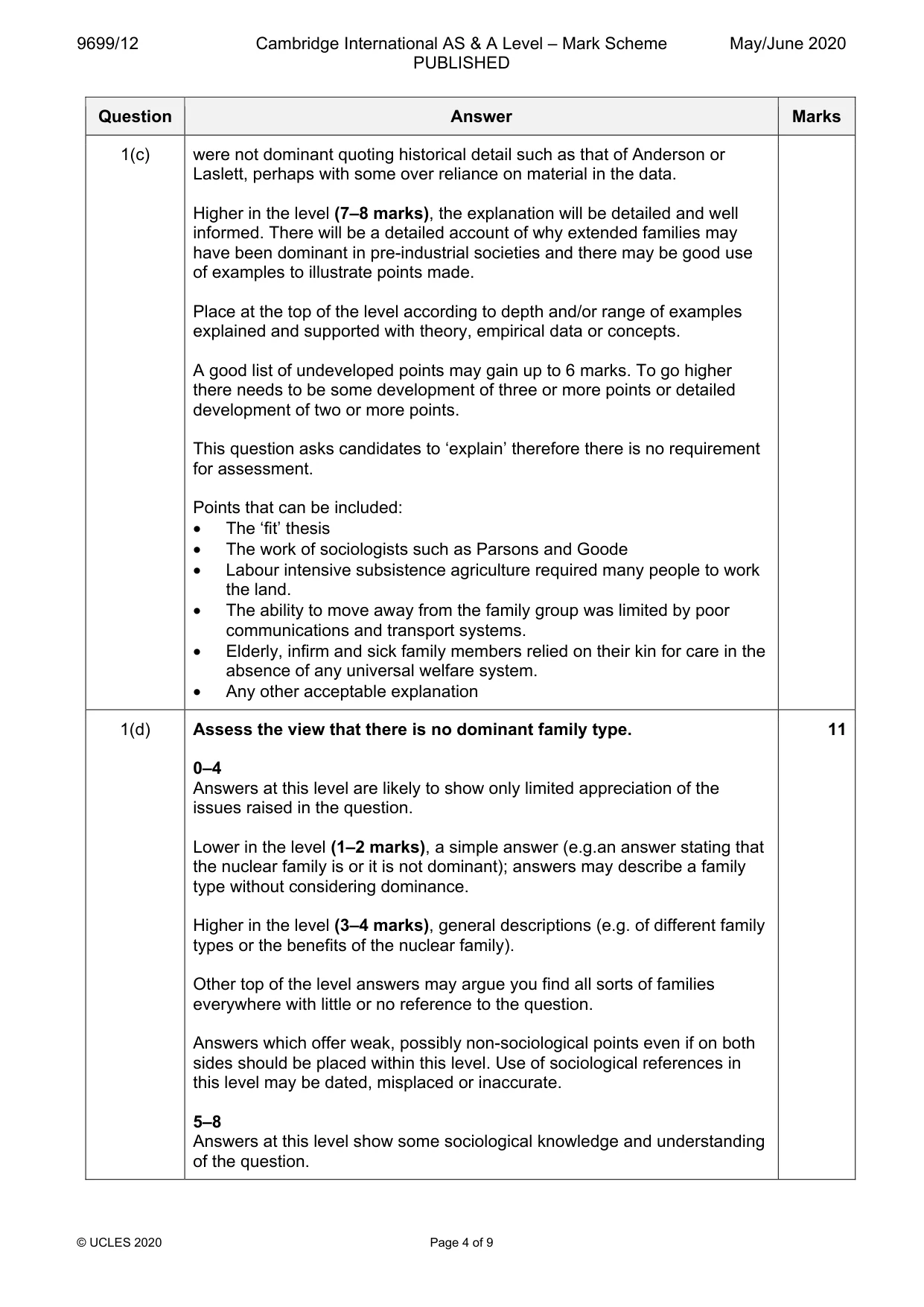Mark scheme, page 4 of 9