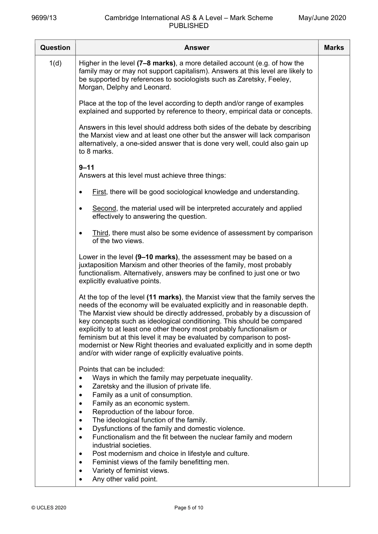 Mark scheme, page 5 of 10
