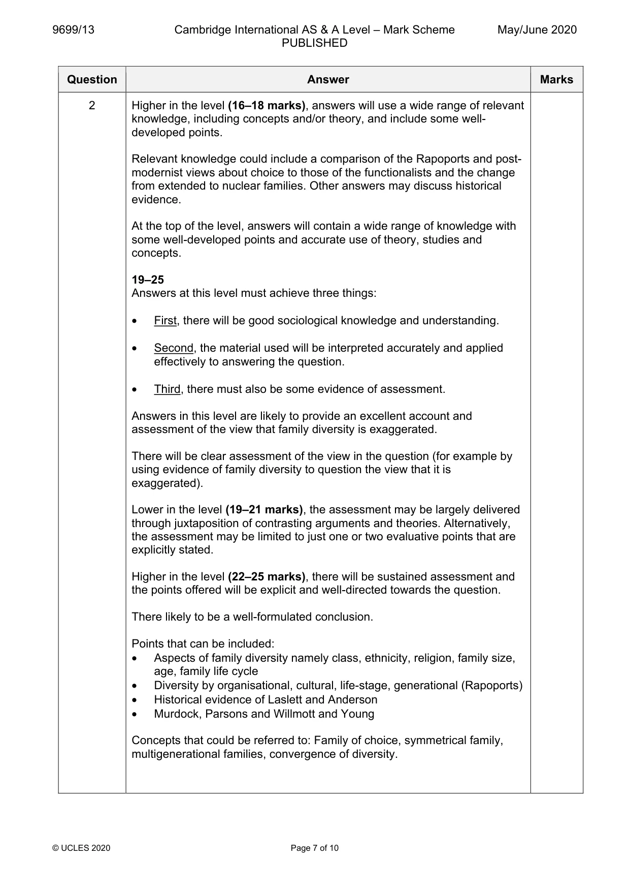 Mark scheme, page 7 of 10