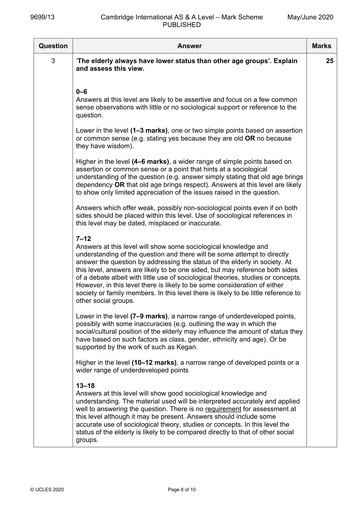 Mark scheme, page 8 of 10