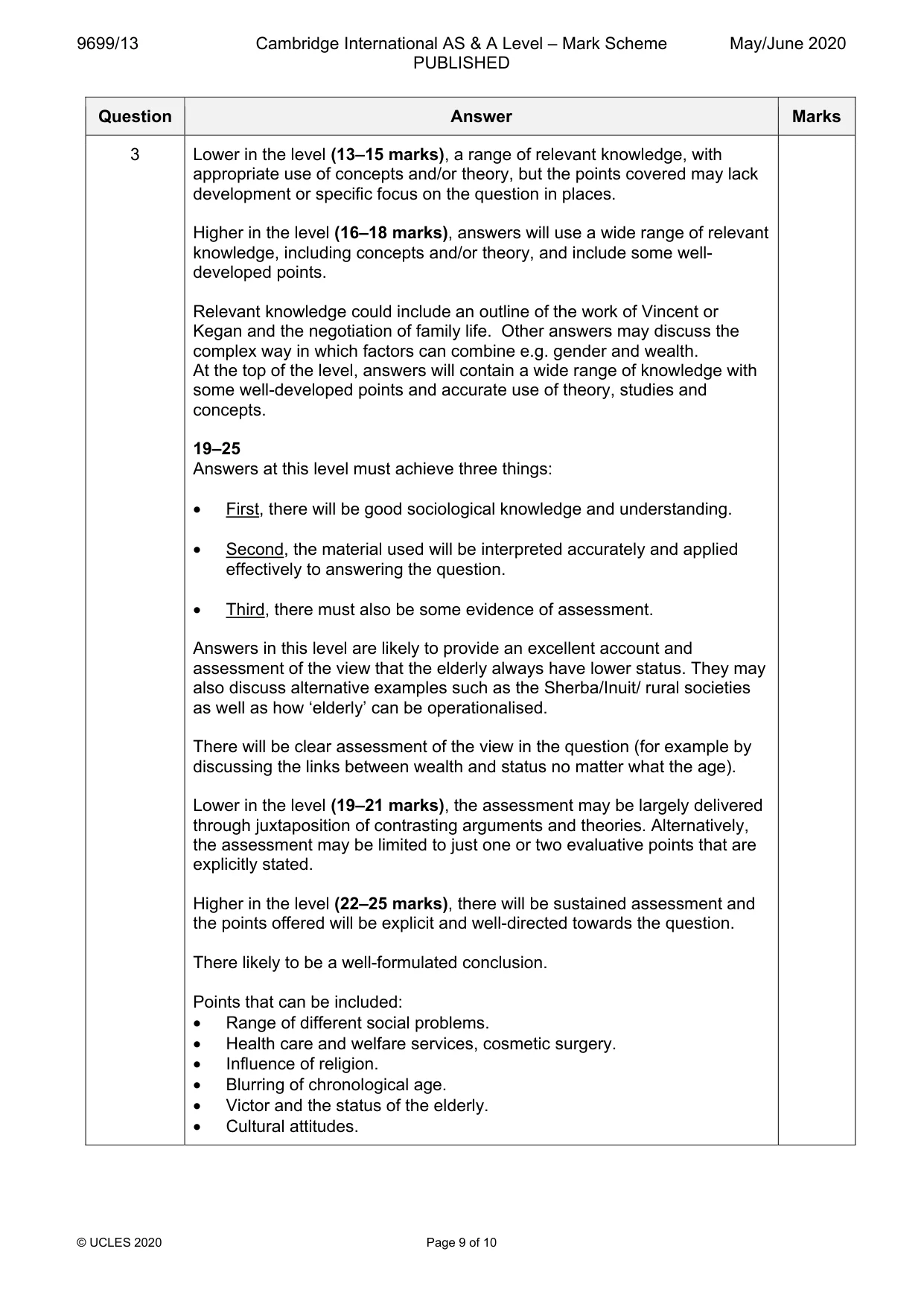Mark scheme, page 9 of 10