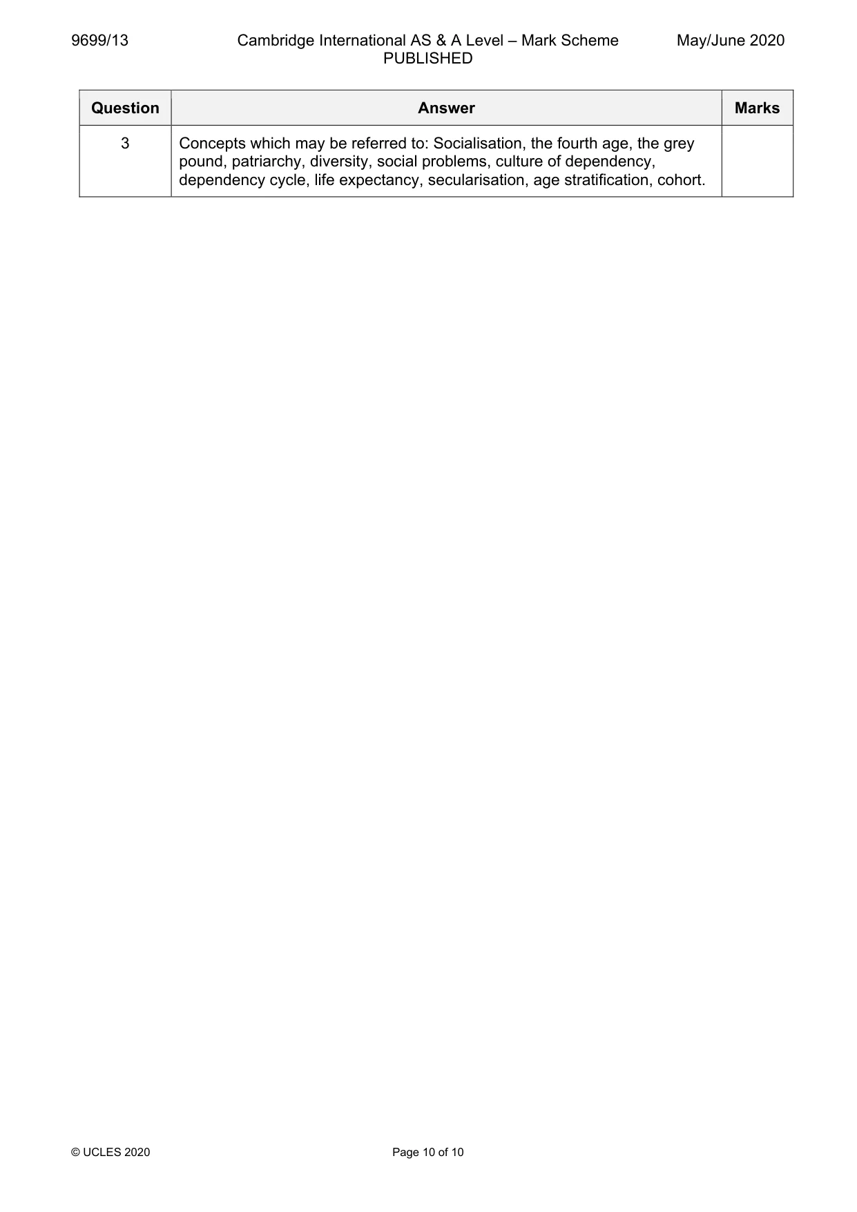 Mark scheme, page 10 of 10