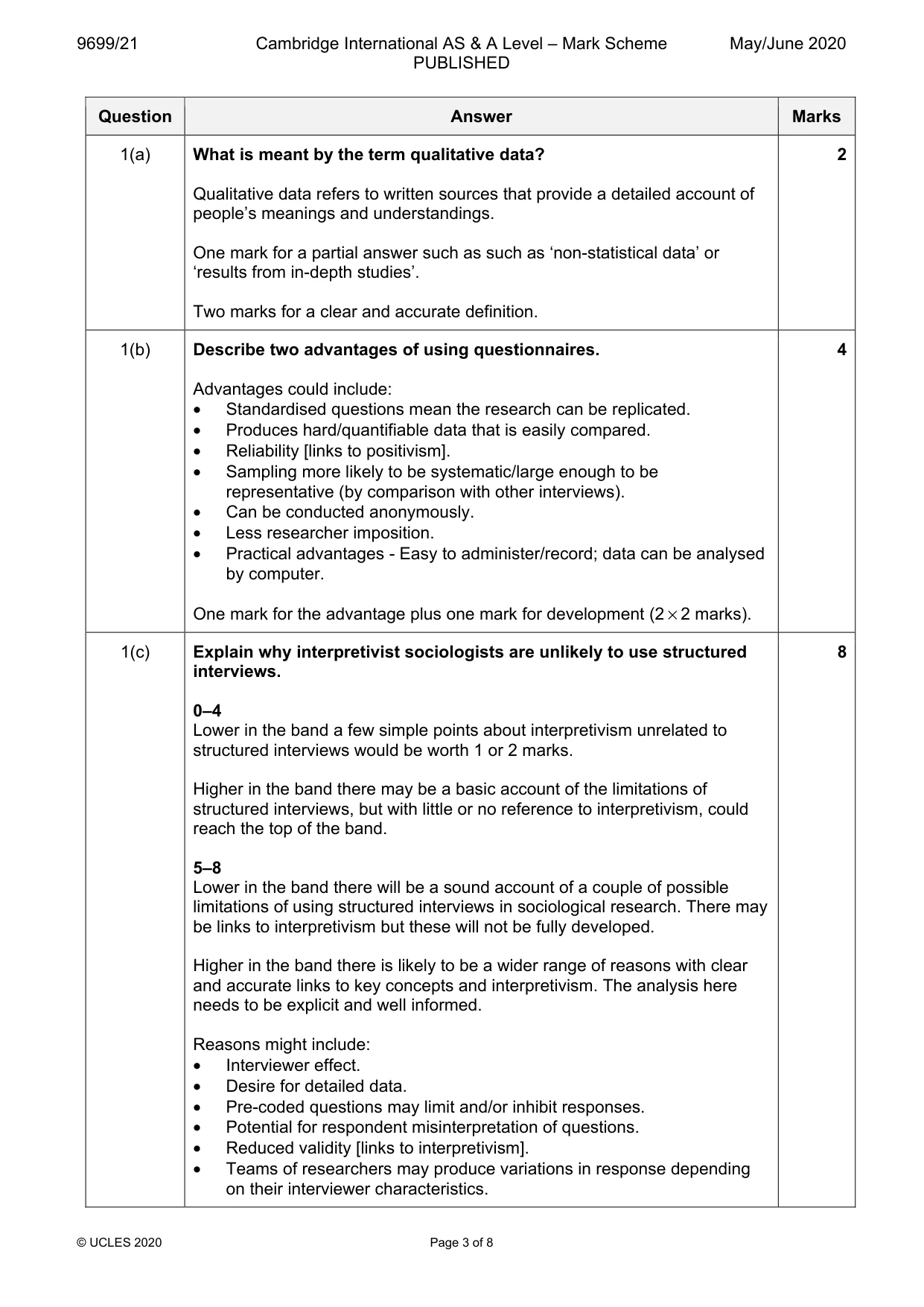Mark scheme, page 3 of 8