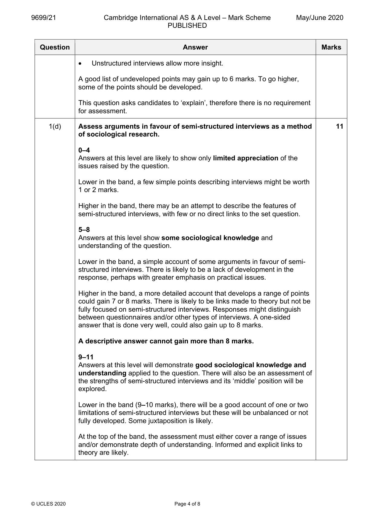 Mark scheme, page 4 of 8