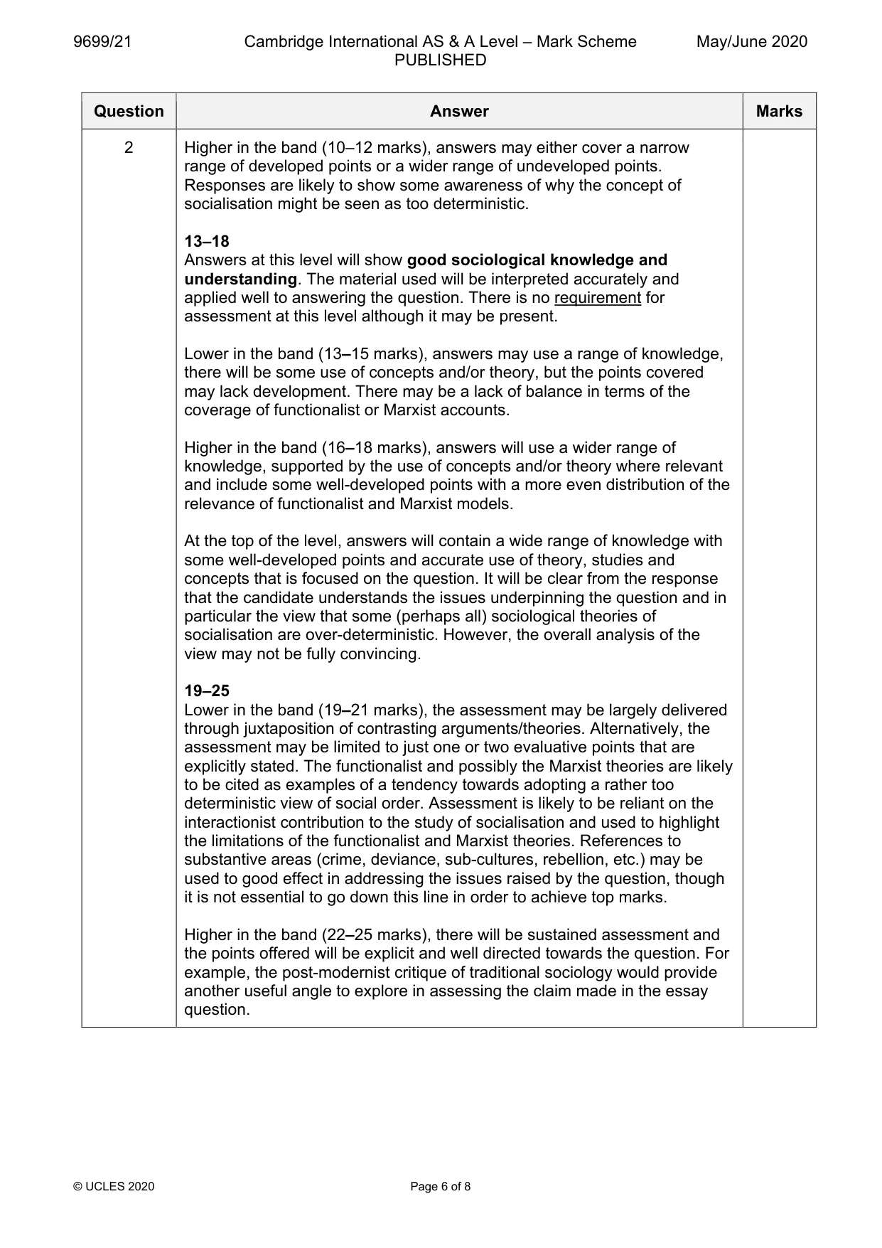 Mark scheme, page 6 of 8