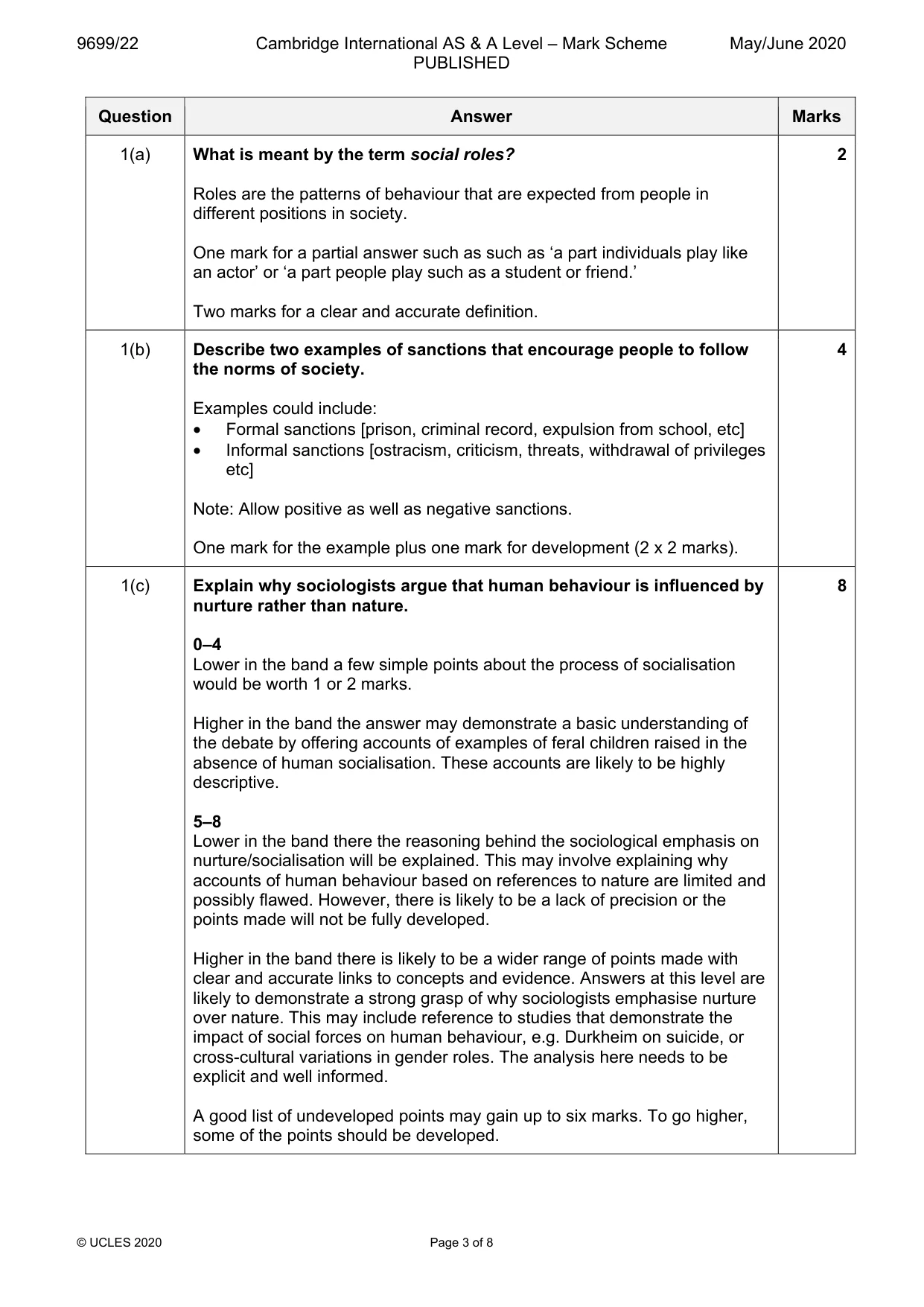 Mark scheme, page 3 of 8