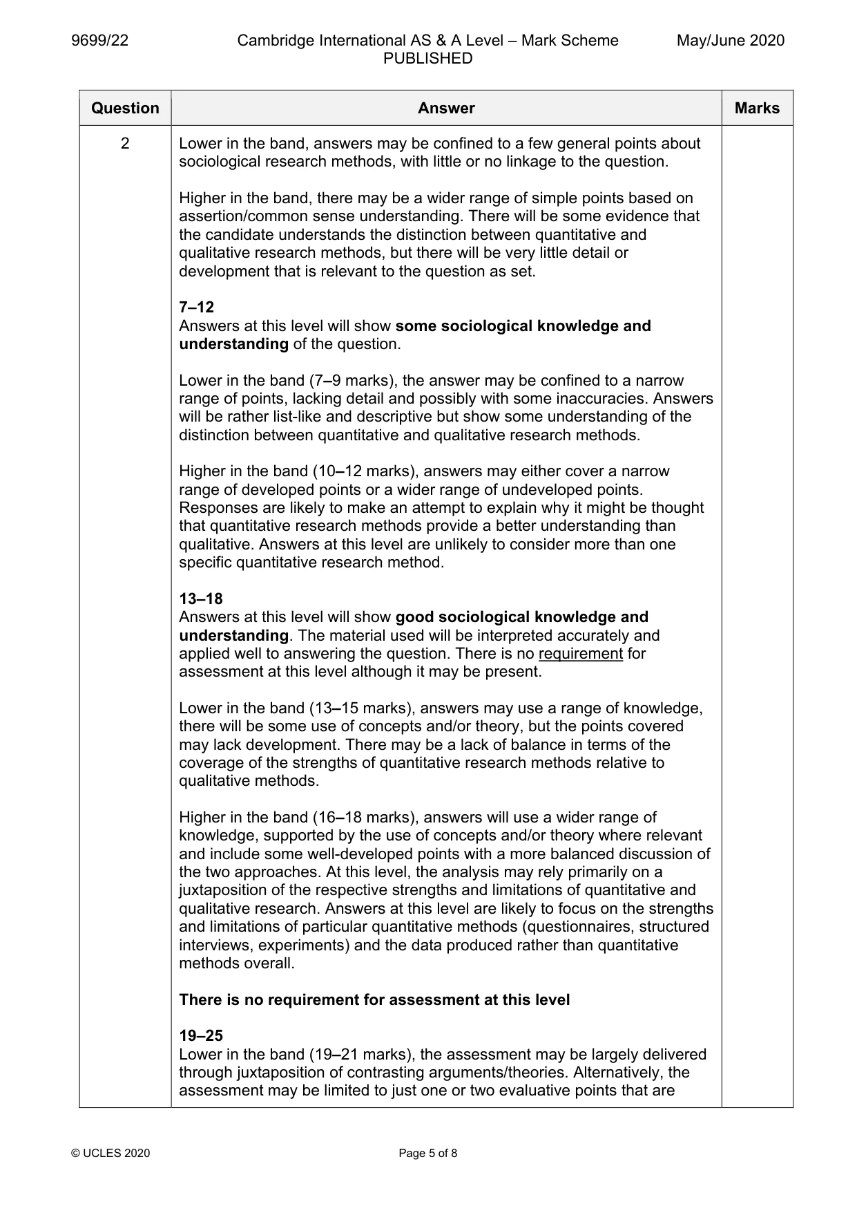 Mark scheme, page 5 of 8