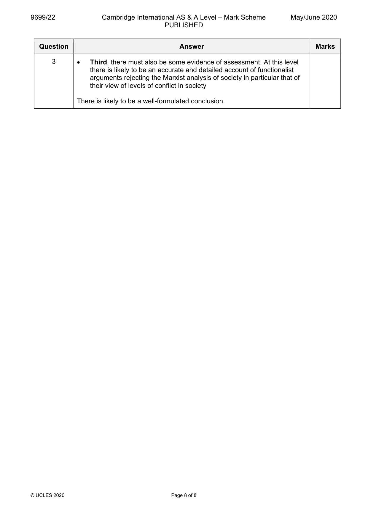 Mark scheme, page 8 of 8