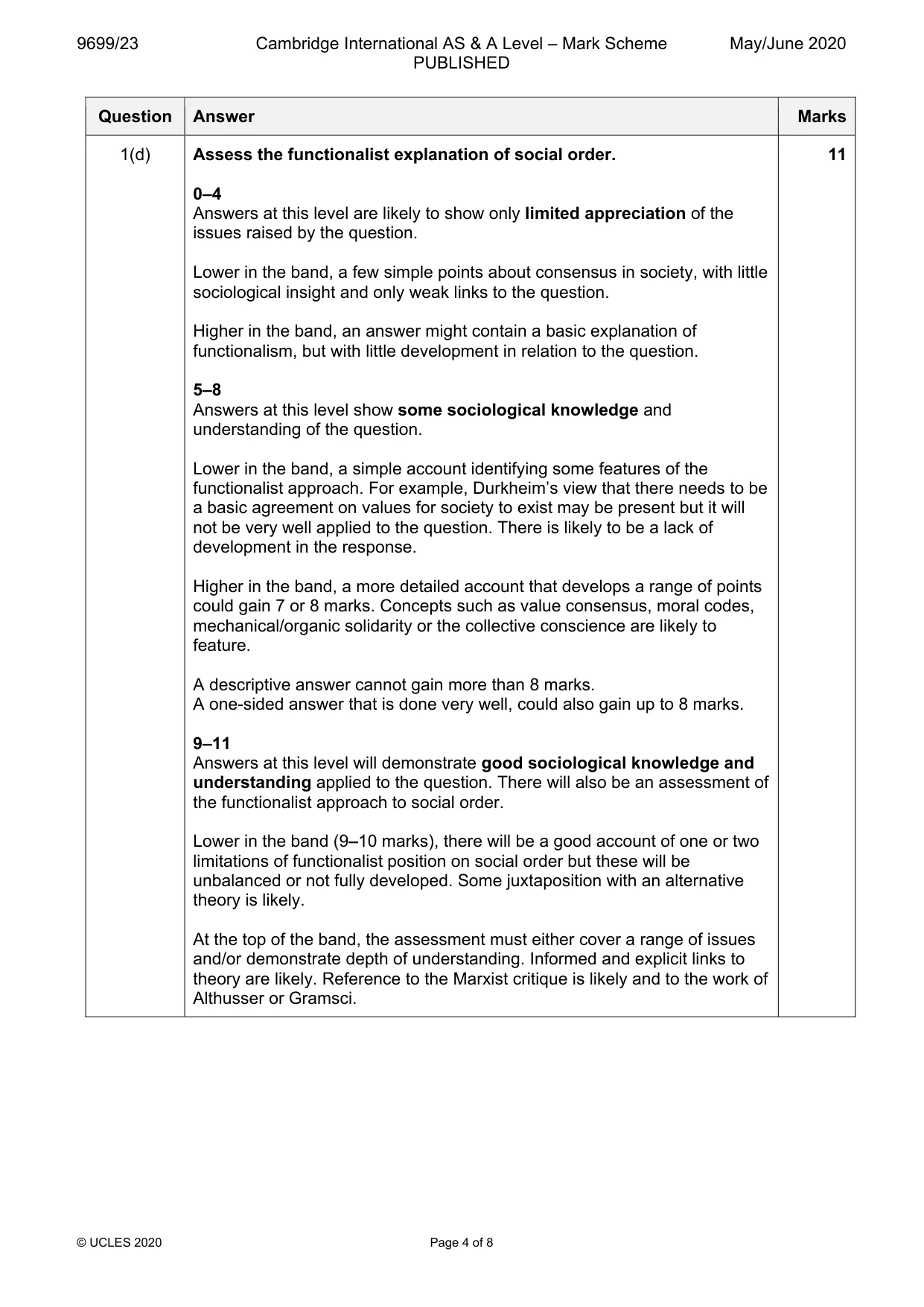 Mark scheme, page 4 of 8