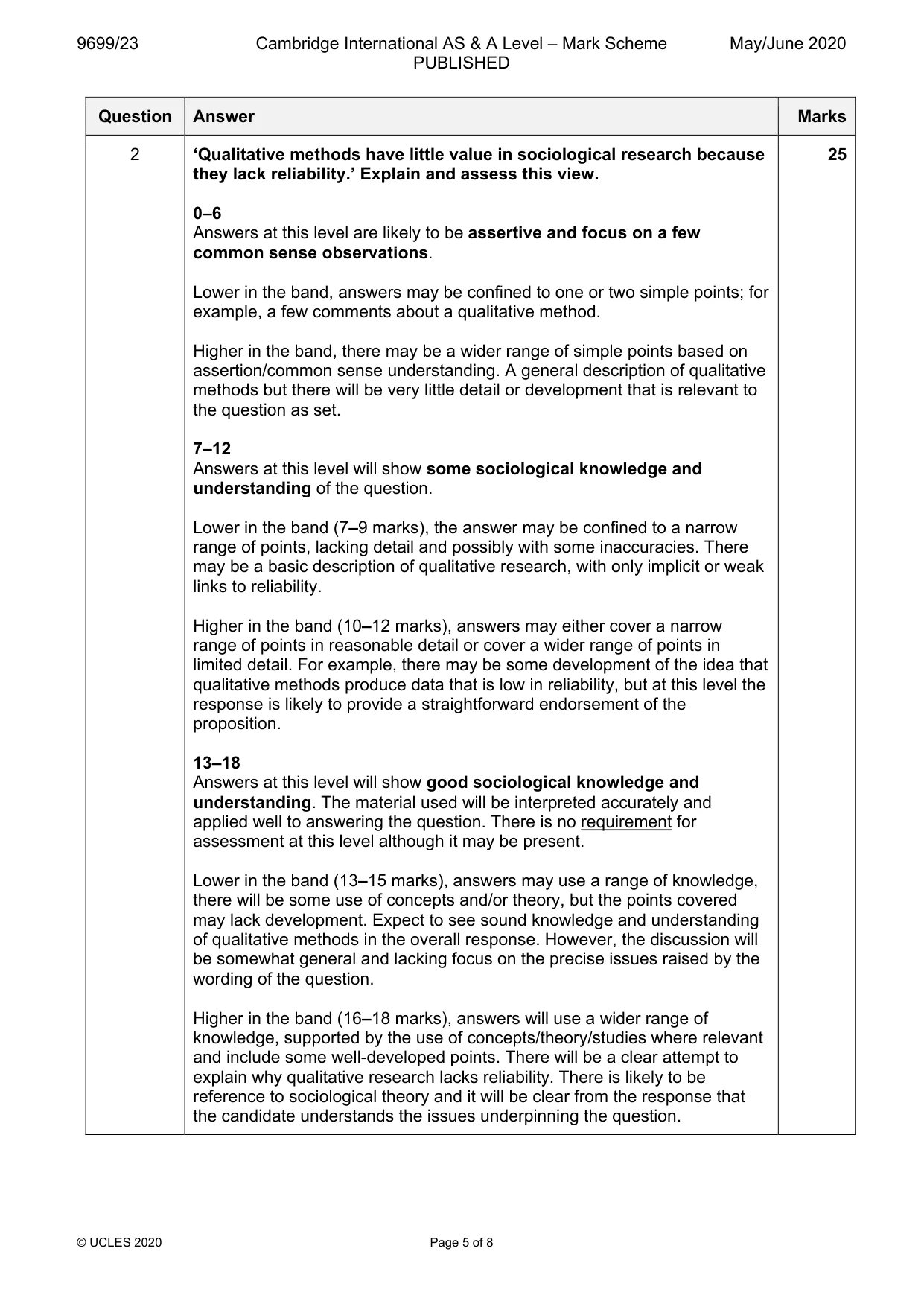 Mark scheme, page 5 of 8