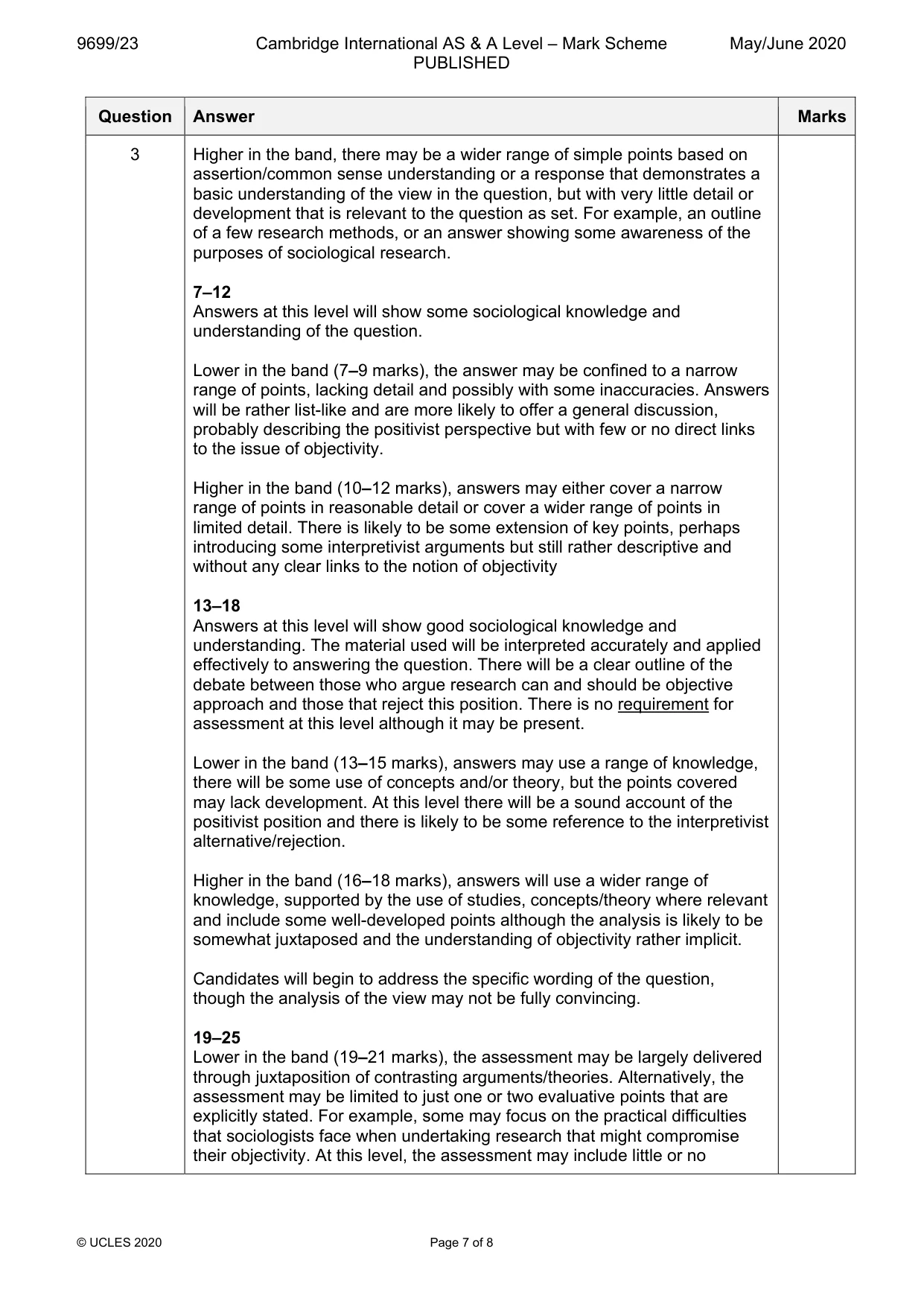 Mark scheme, page 7 of 8