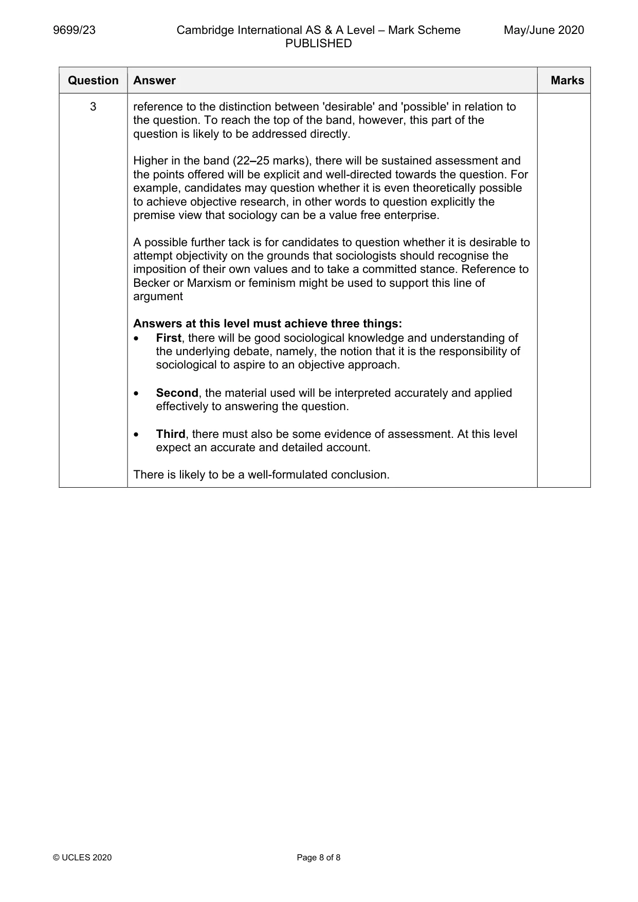 Mark scheme, page 8 of 8