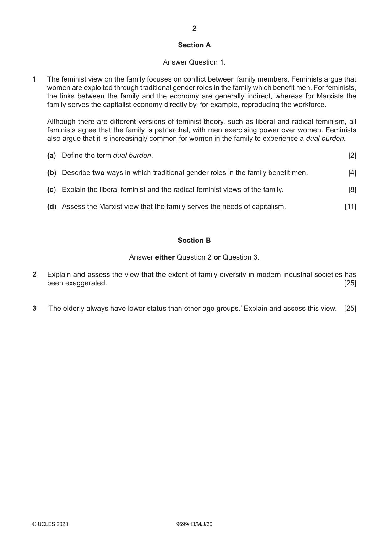 Cambridge A Level Sociology 9699 2020 May/June Paper 1 · Variant 3 question paper, page 2 of 4