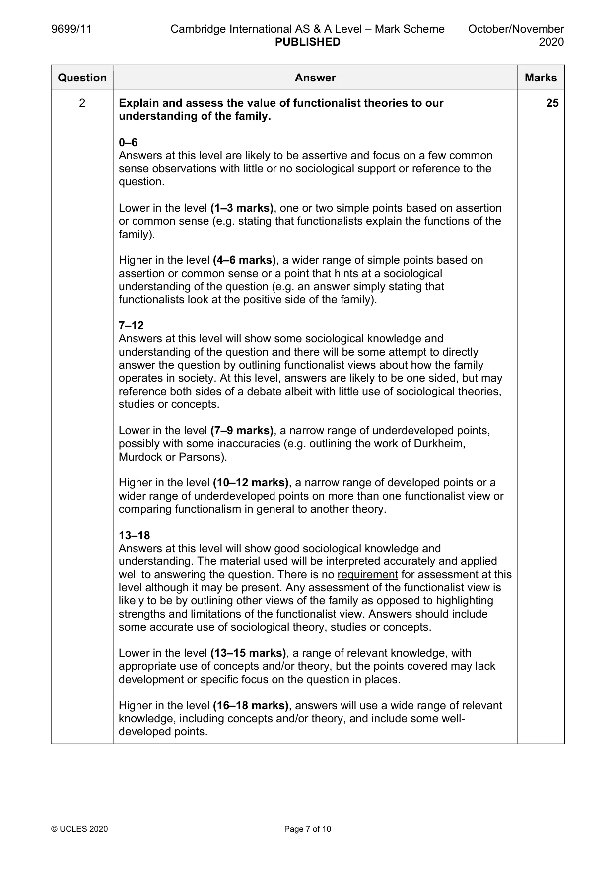 Mark scheme, page 7 of 10