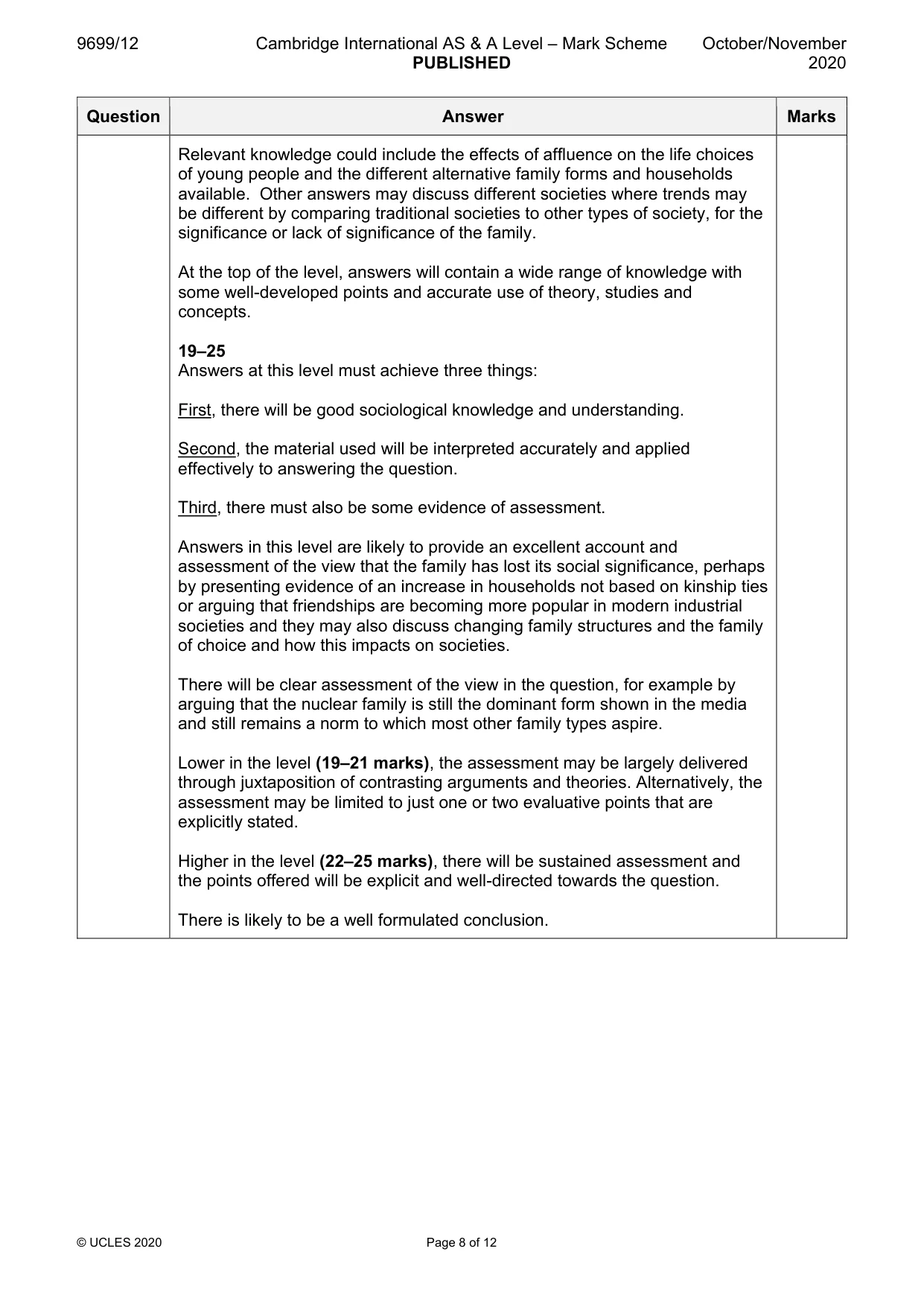 Mark scheme, page 8 of 12
