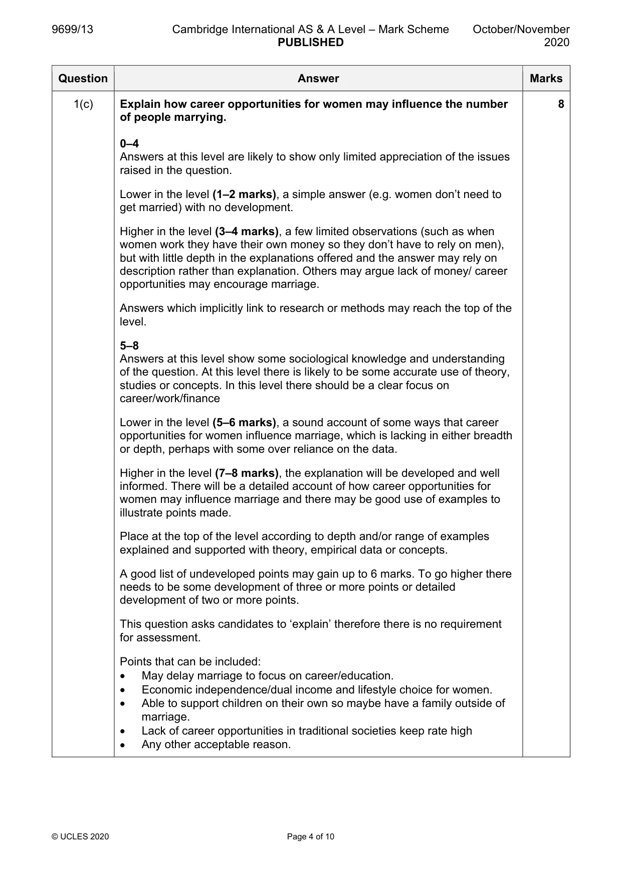 Mark scheme, page 4 of 10