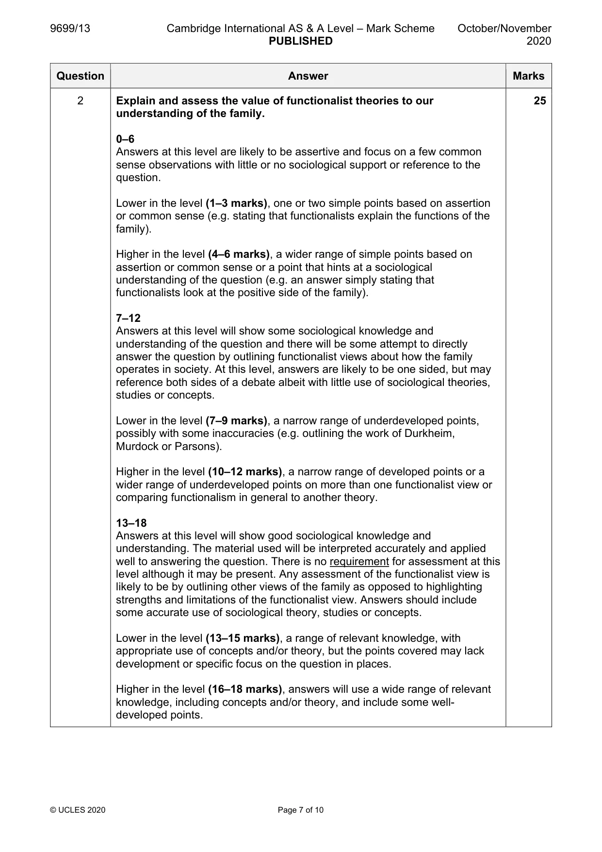 Mark scheme, page 7 of 10