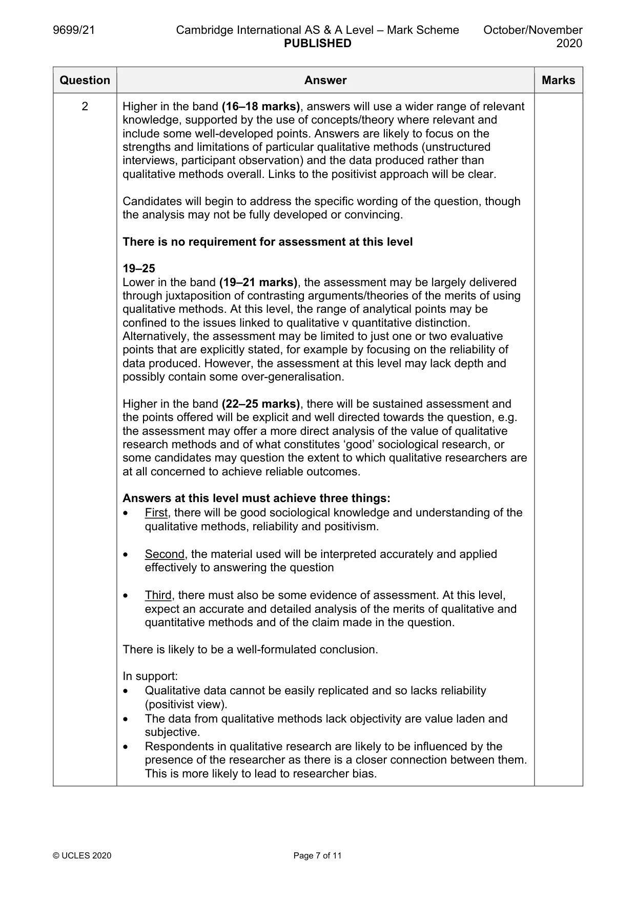 Mark scheme, page 7 of 11