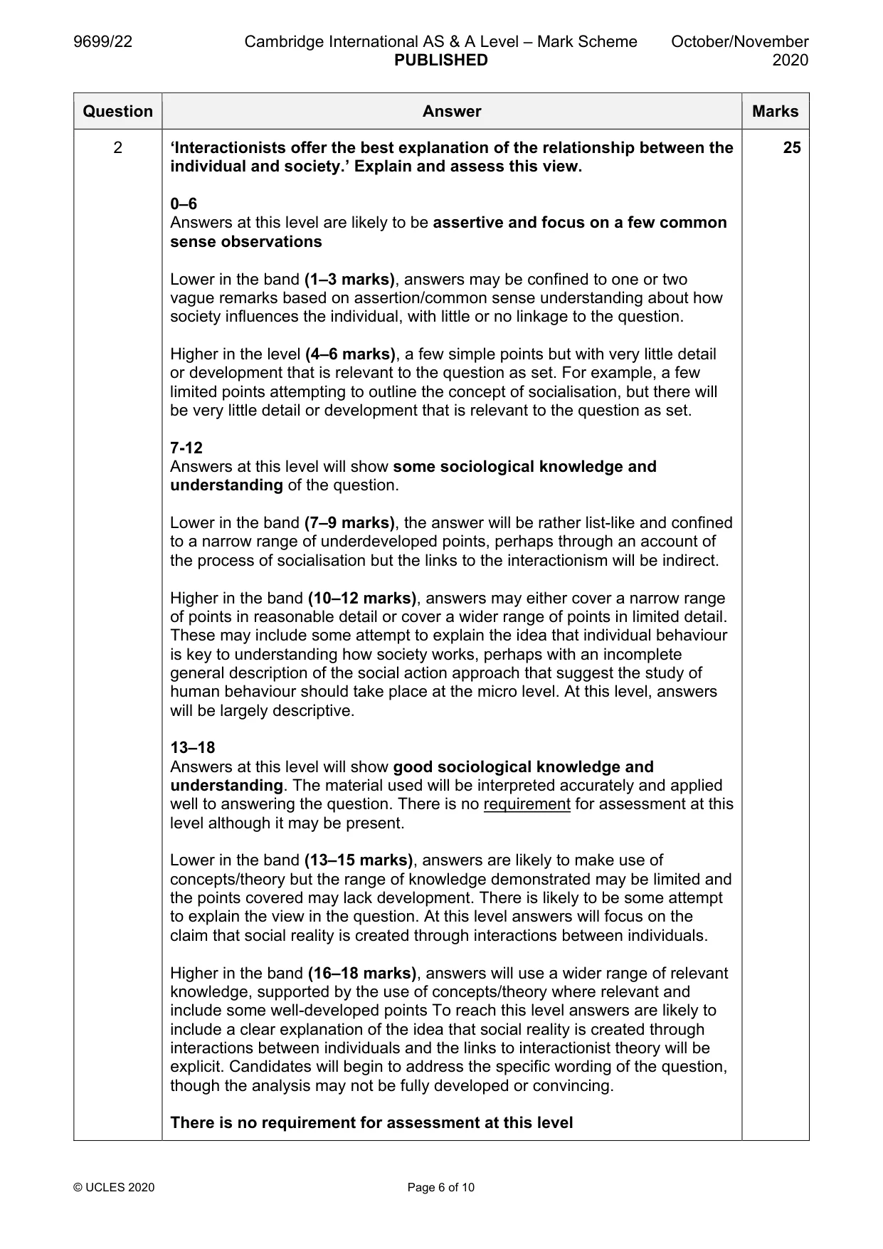 Mark scheme, page 6 of 10