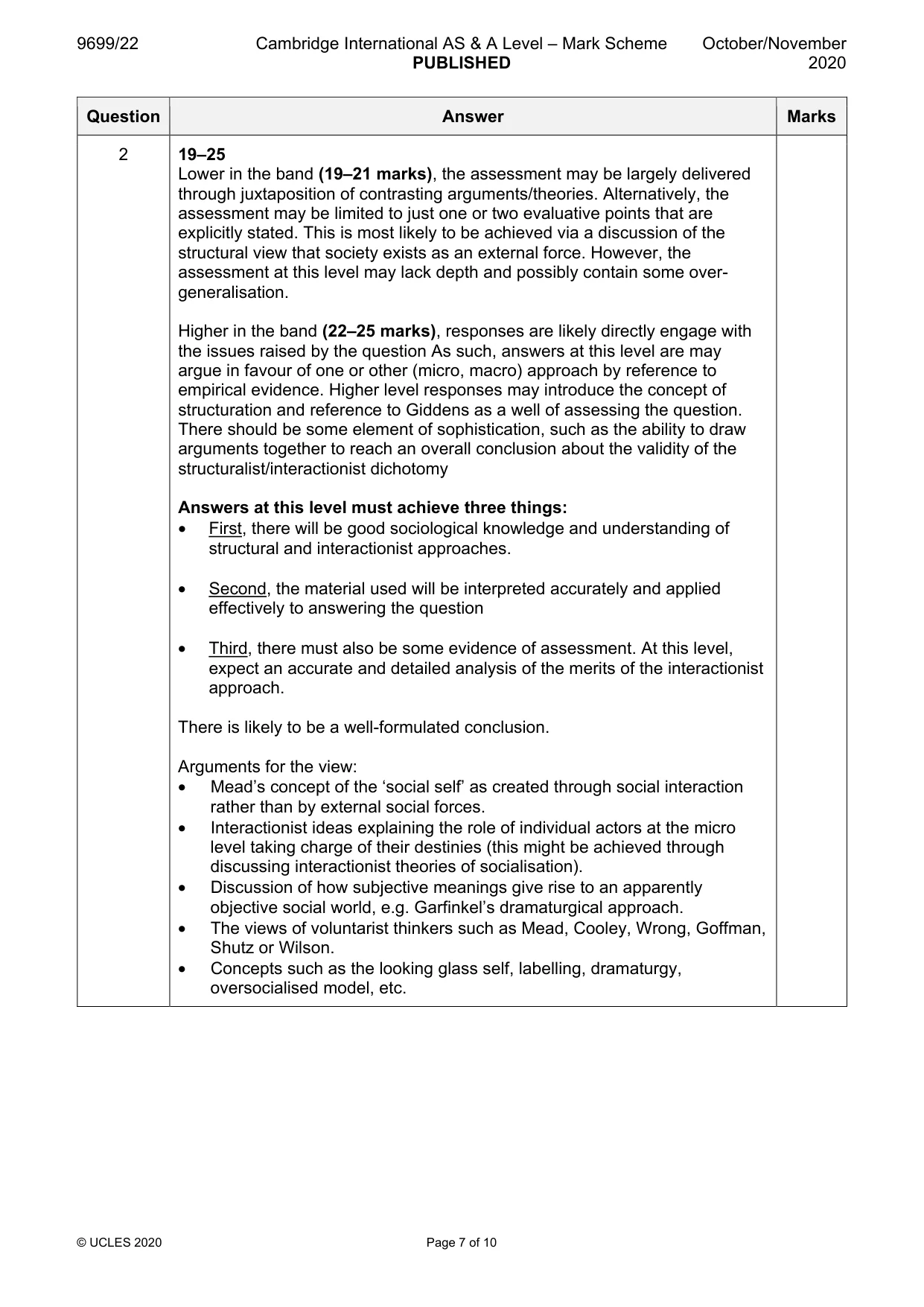 Mark scheme, page 7 of 10