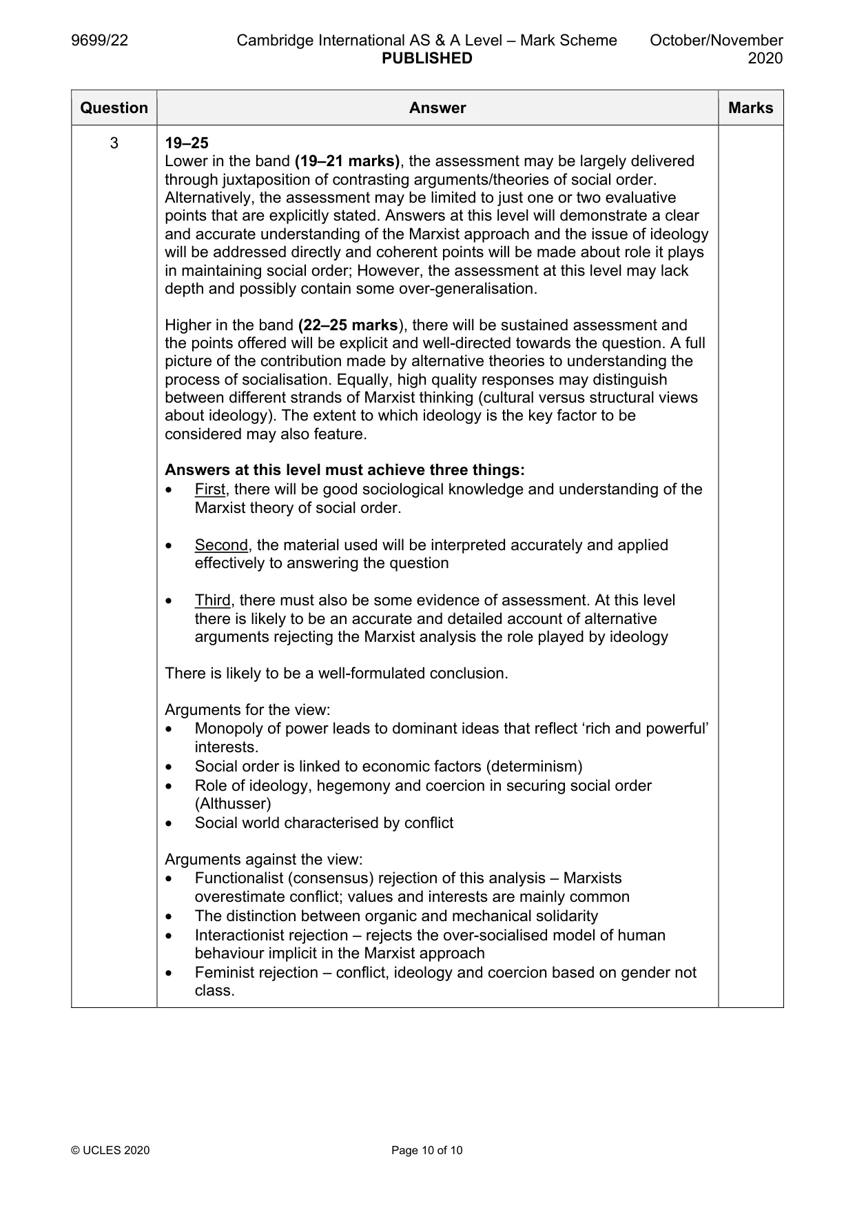 Mark scheme, page 10 of 10