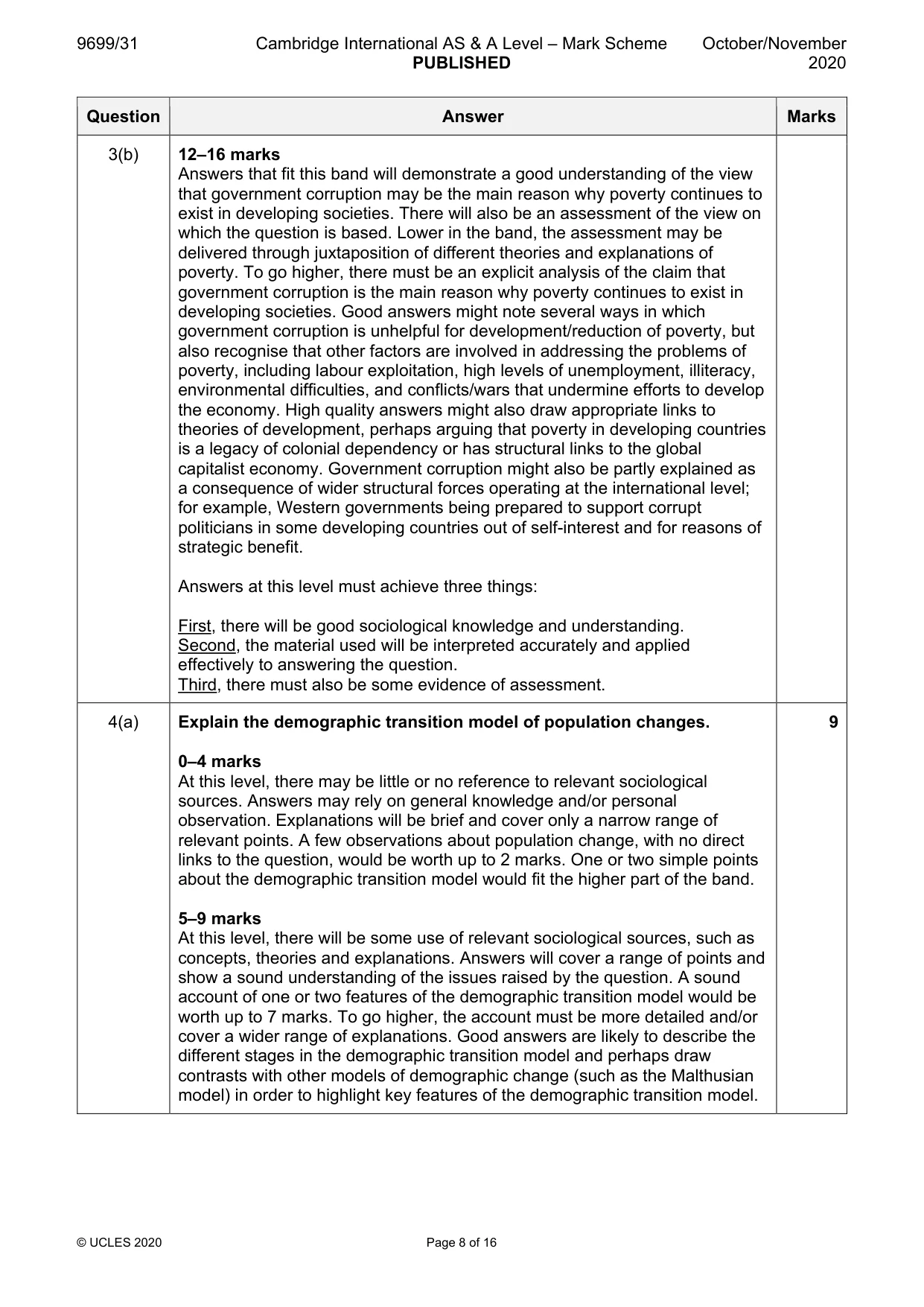 Mark scheme, page 8 of 16