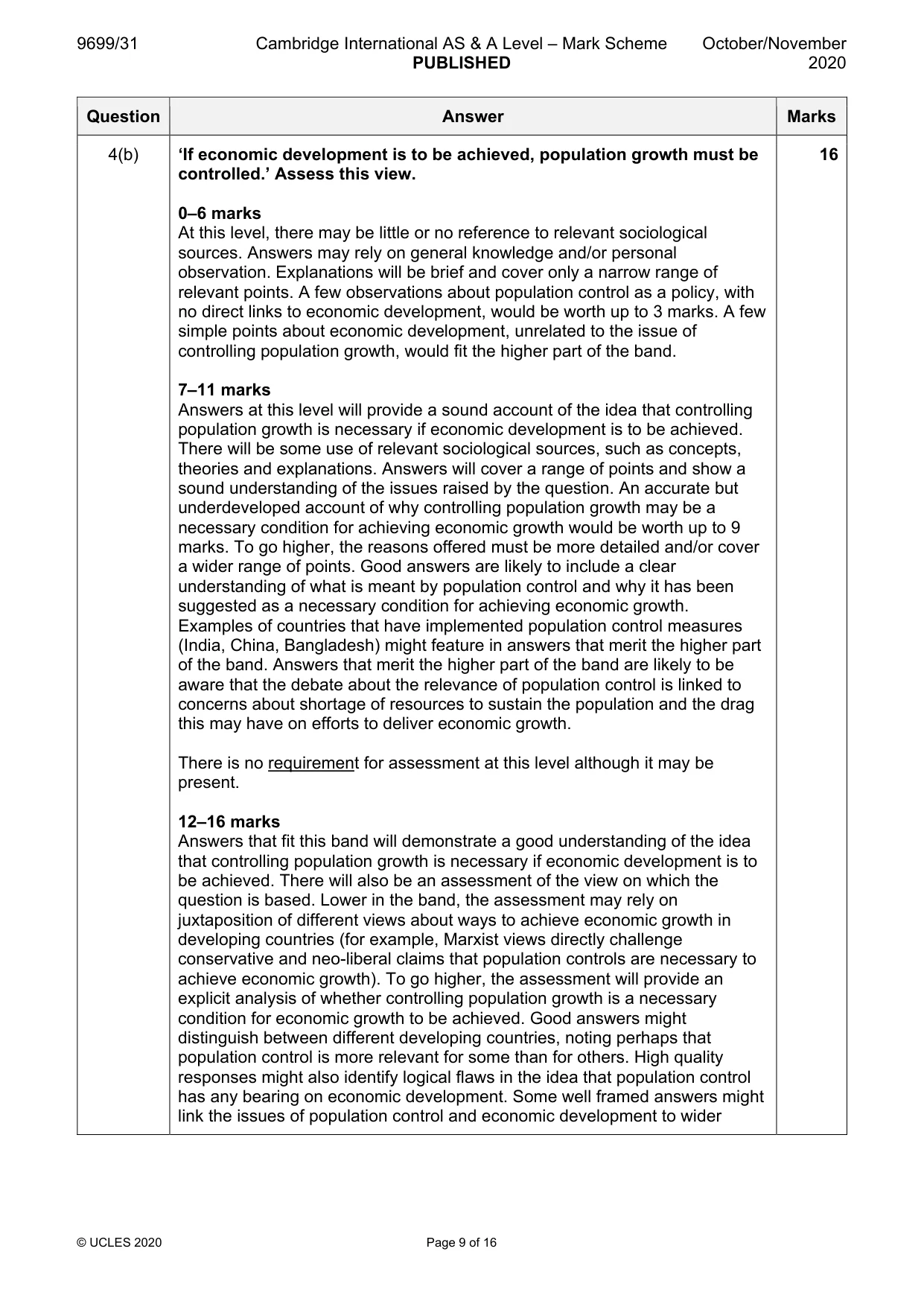 Mark scheme, page 9 of 16