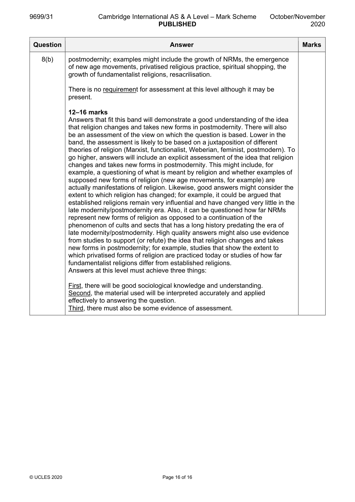 Mark scheme, page 16 of 16