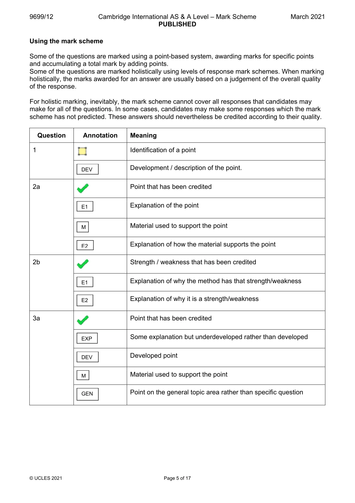 Mark scheme, page 5 of 17