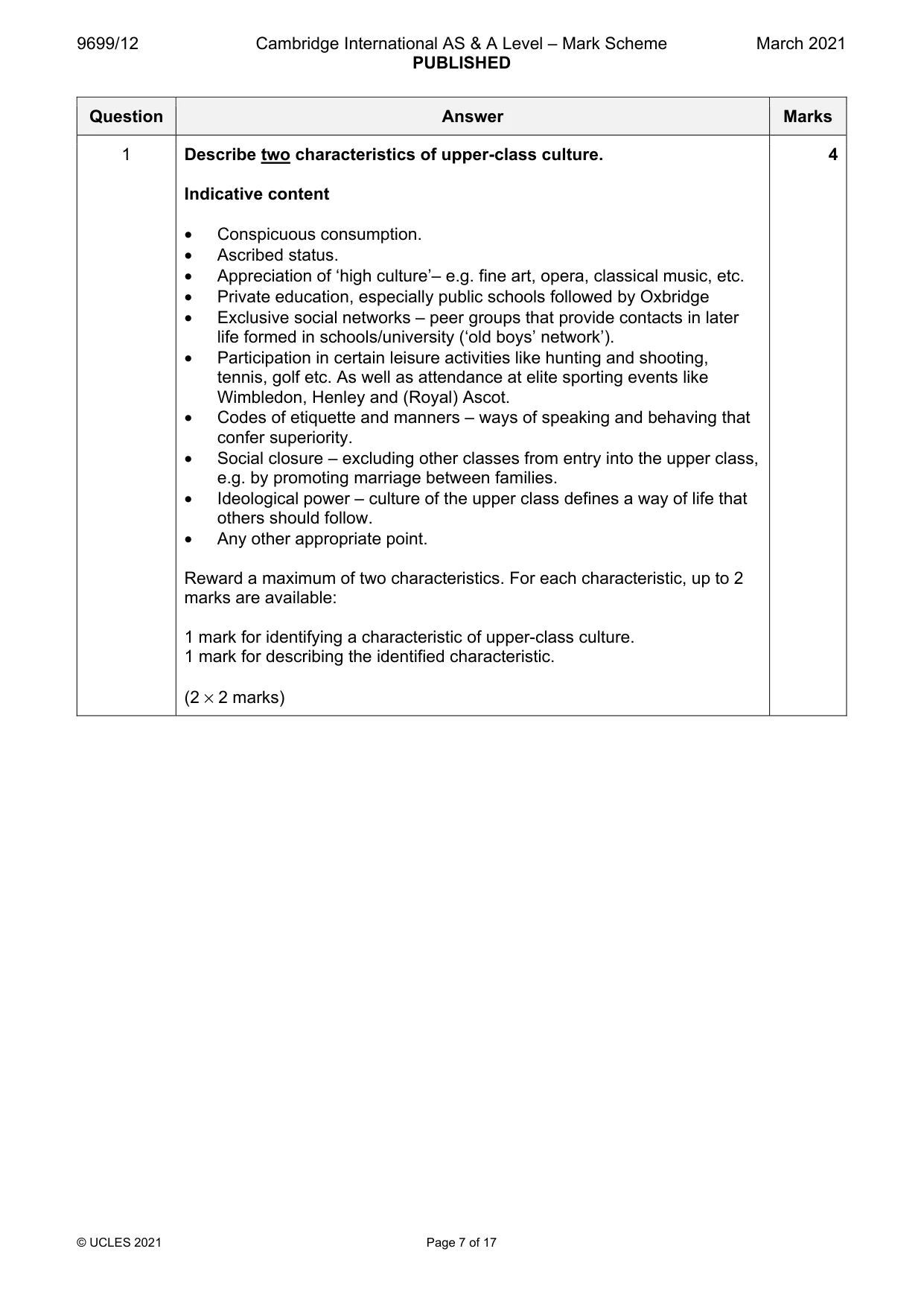 Mark scheme, page 7 of 17