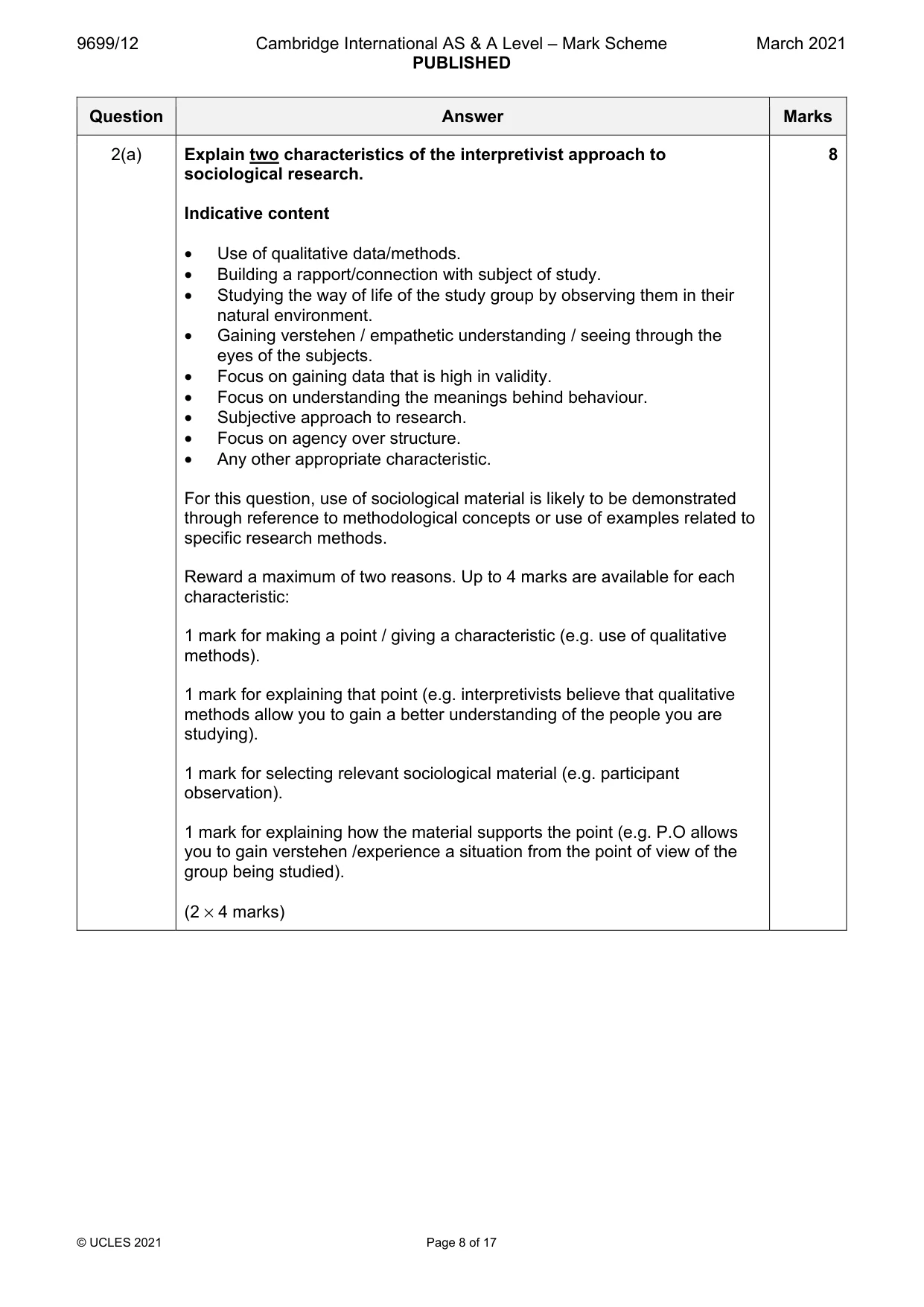 Mark scheme, page 8 of 17