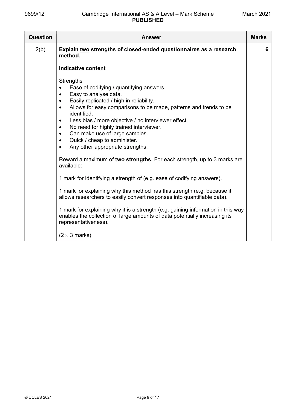 Mark scheme, page 9 of 17
