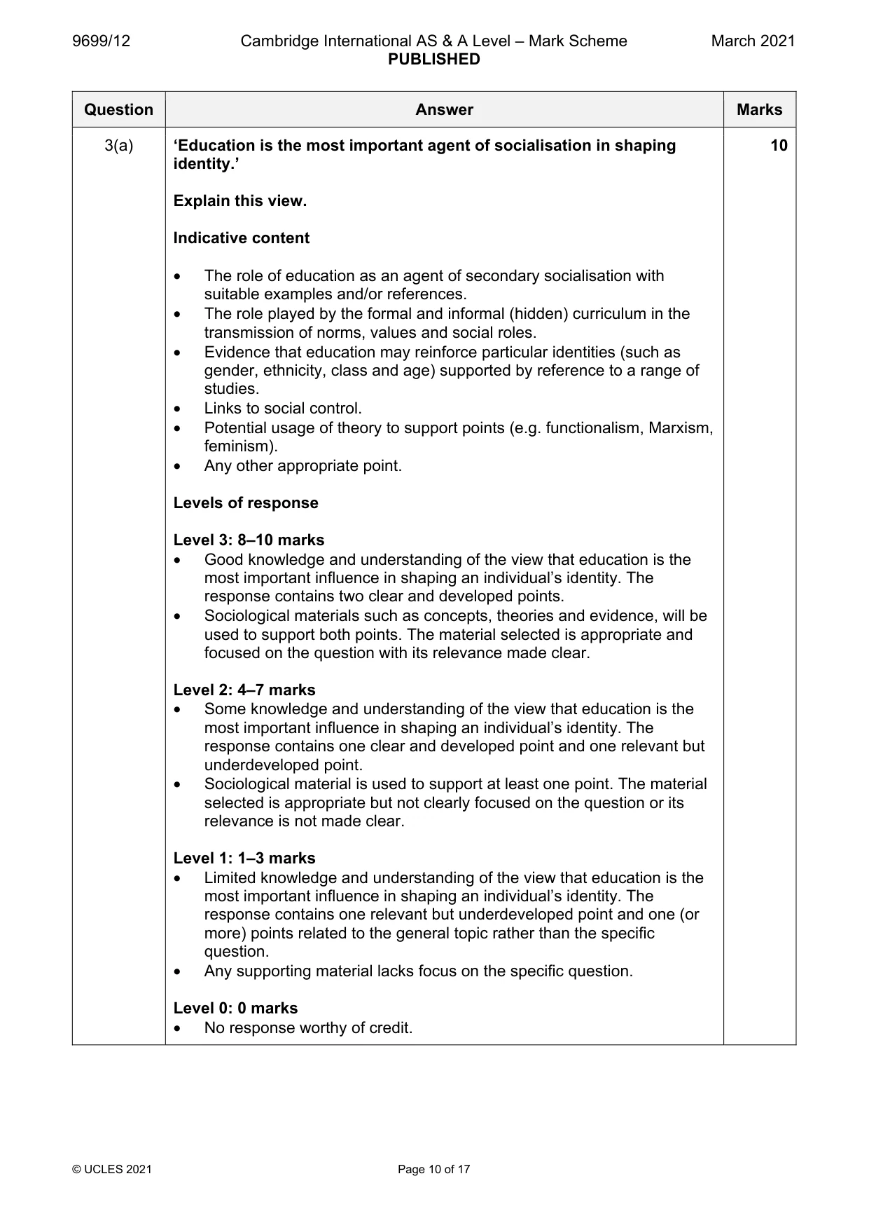 Mark scheme, page 10 of 17
