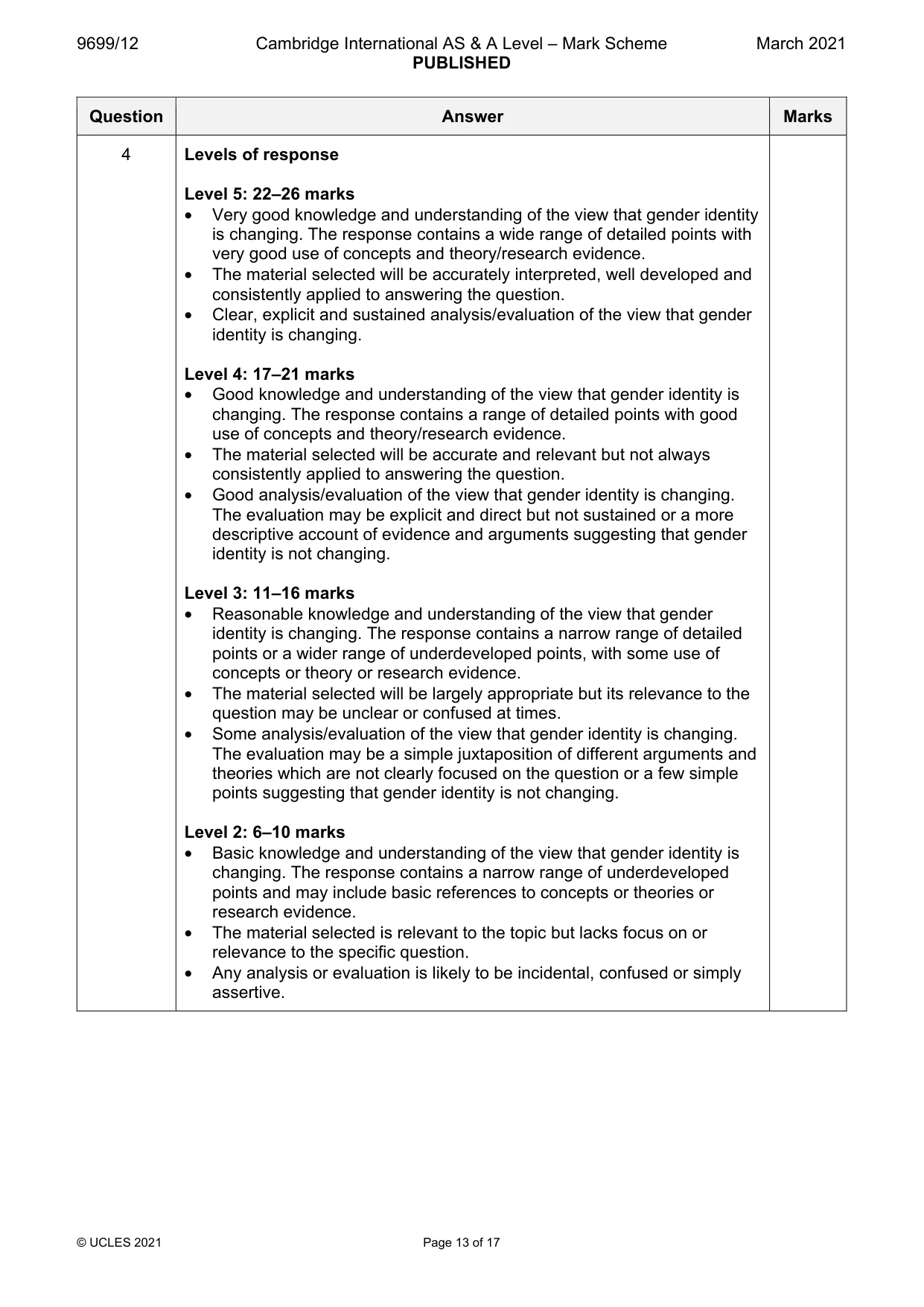 Mark scheme, page 13 of 17