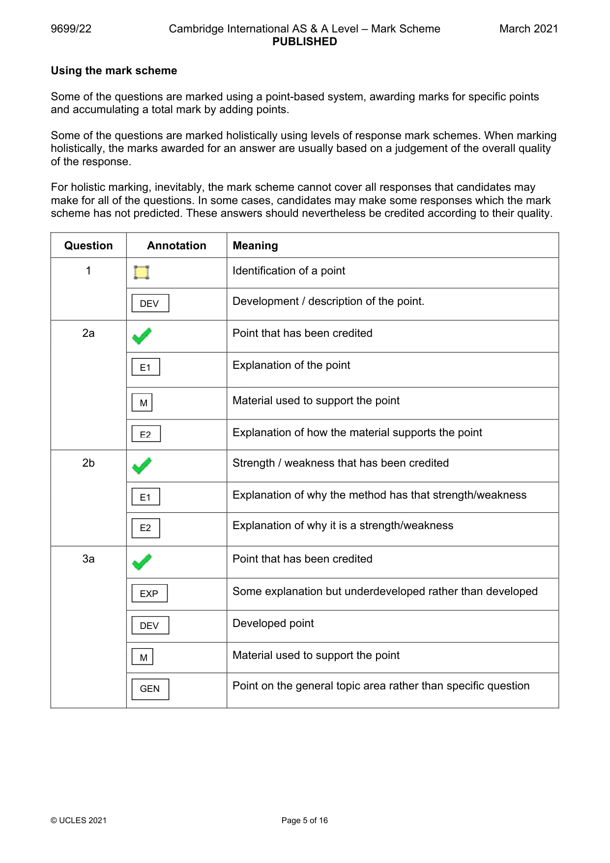 Mark scheme, page 5 of 16