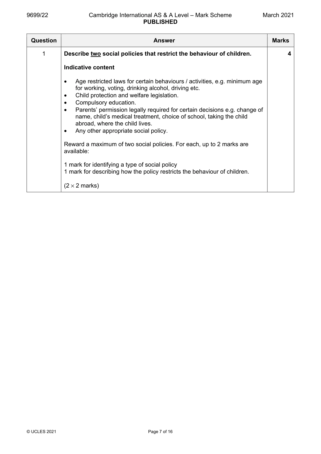Mark scheme, page 7 of 16