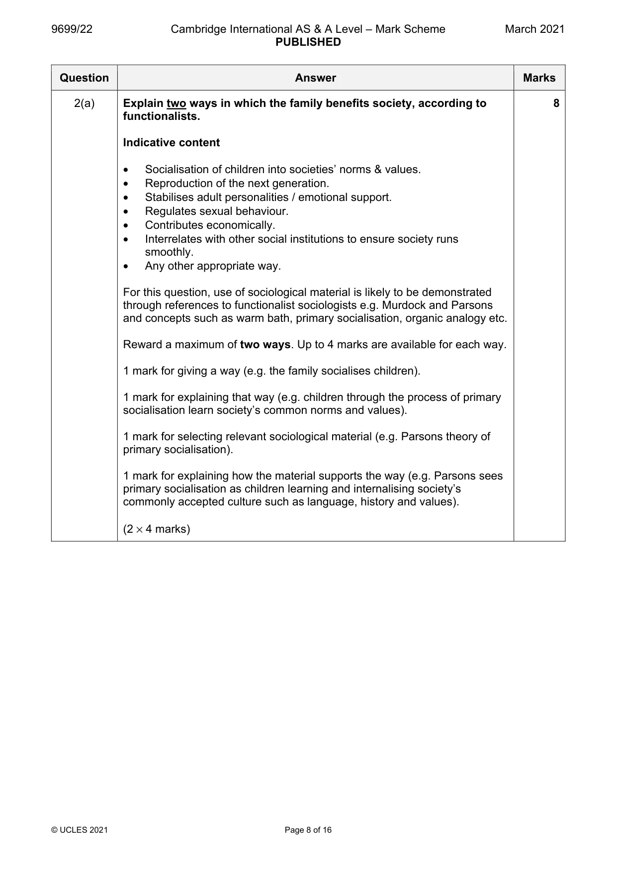 Mark scheme, page 8 of 16