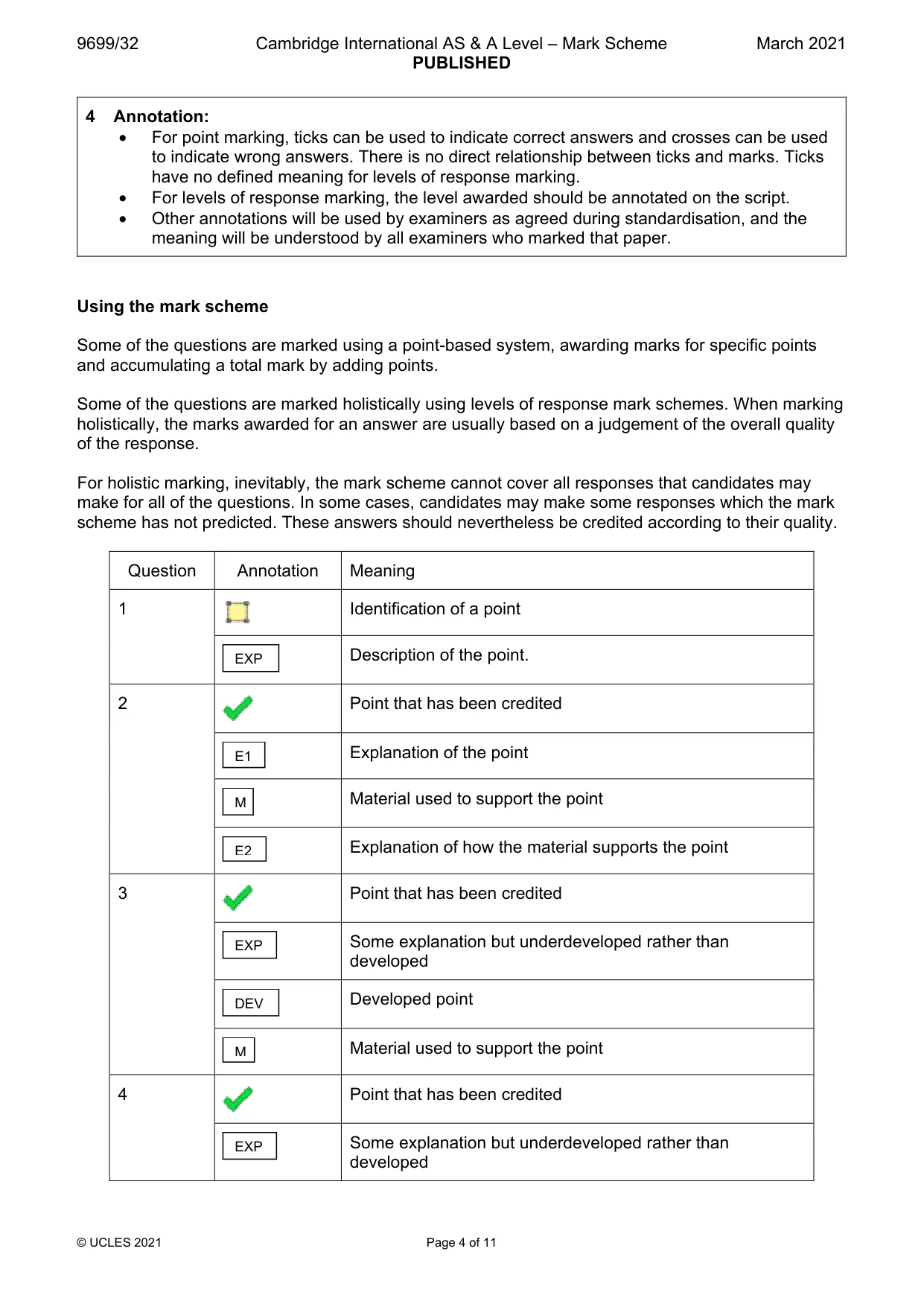 Mark scheme, page 4 of 11