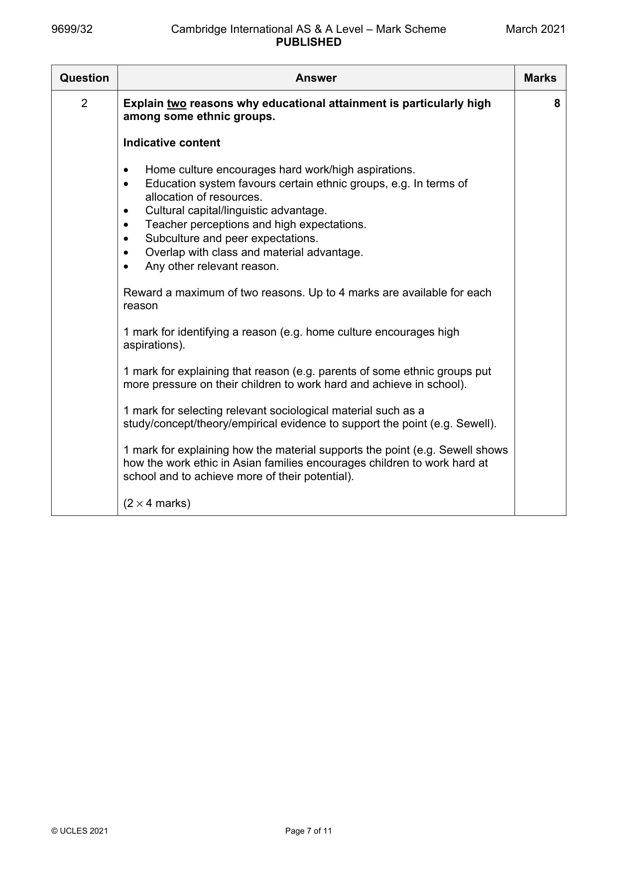 Mark scheme, page 7 of 11