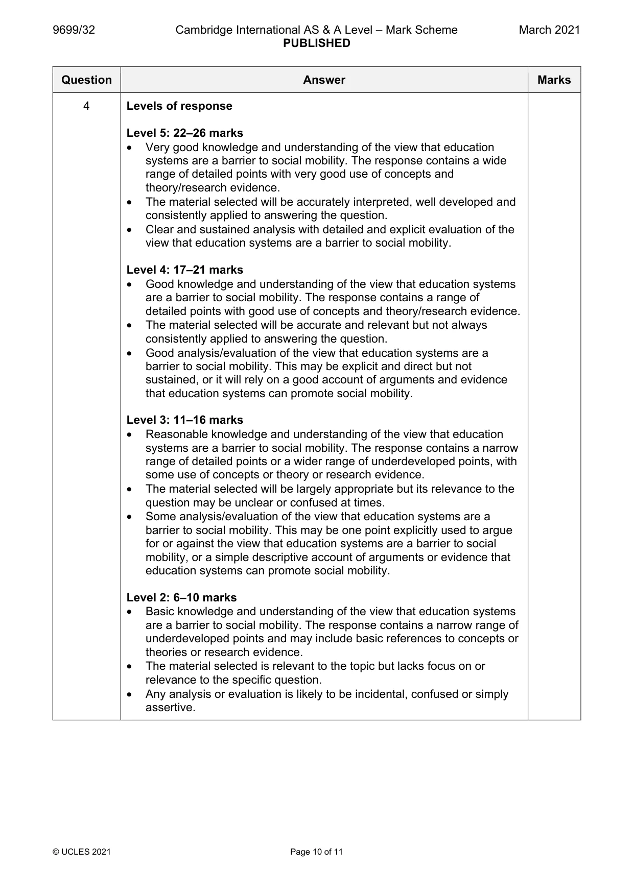 Mark scheme, page 10 of 11