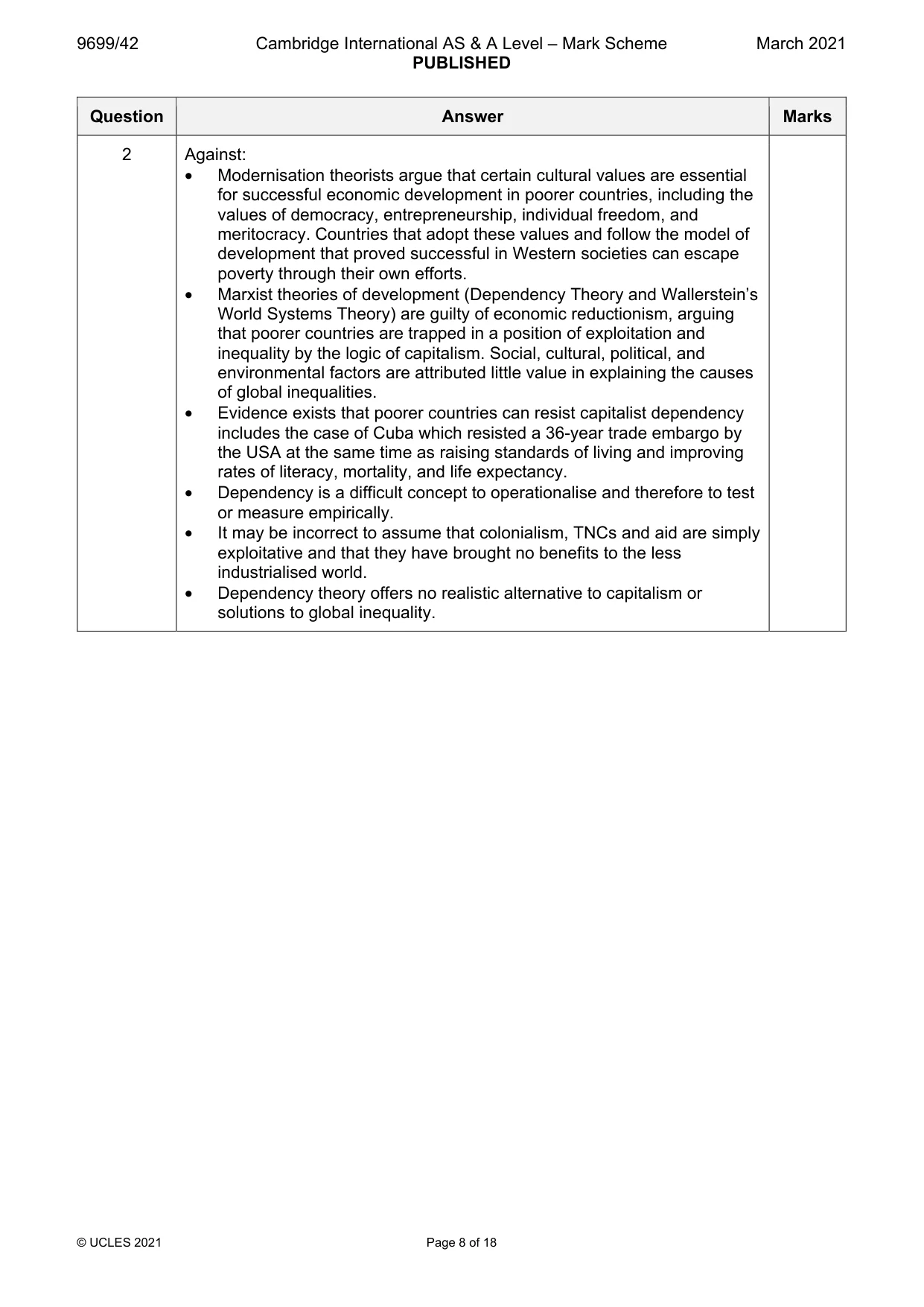 Mark scheme, page 8 of 18