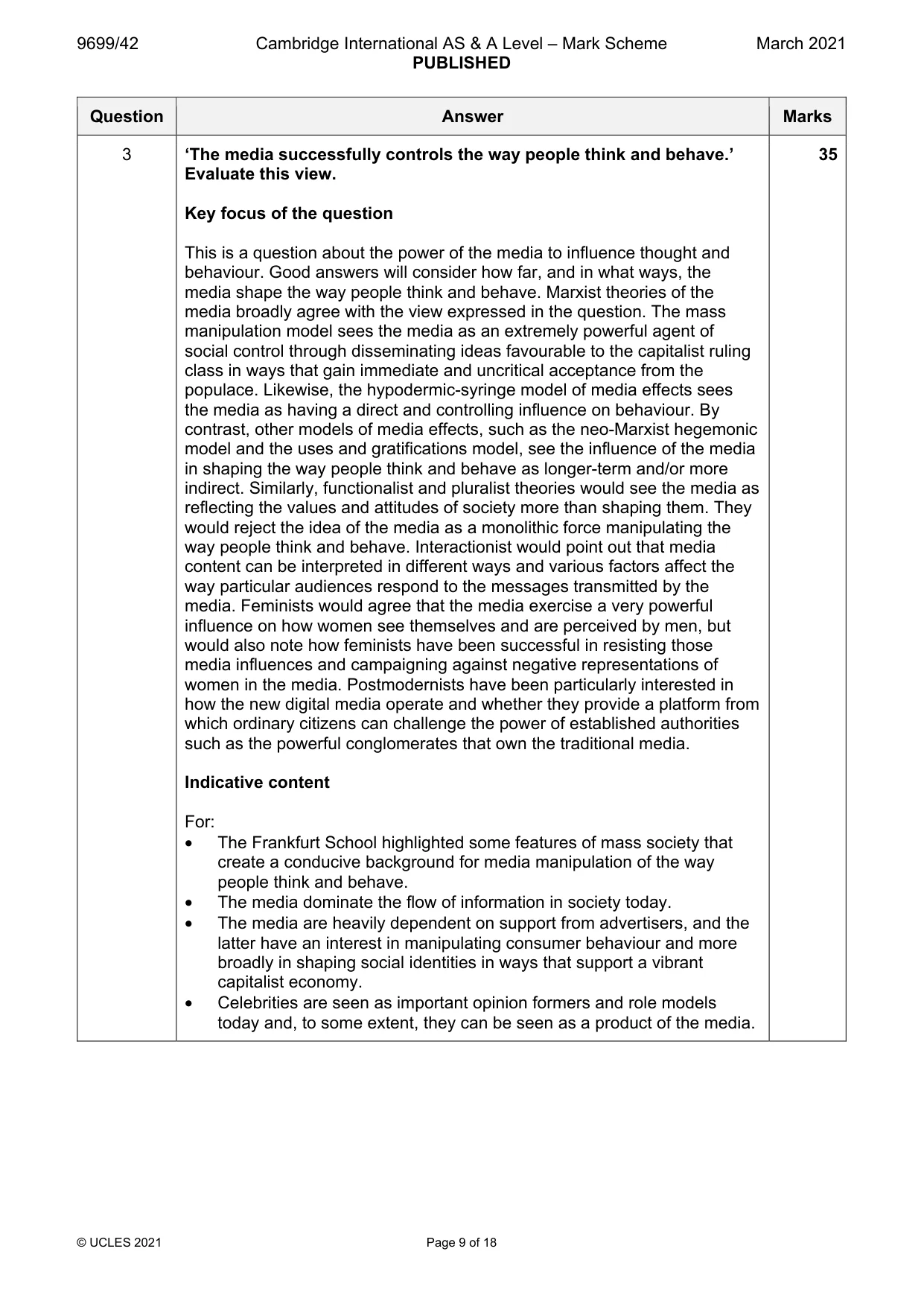 Mark scheme, page 9 of 18
