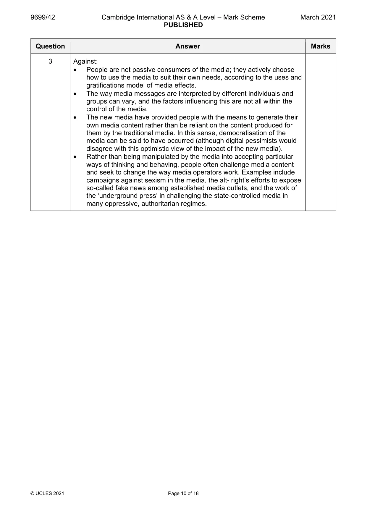 Mark scheme, page 10 of 18