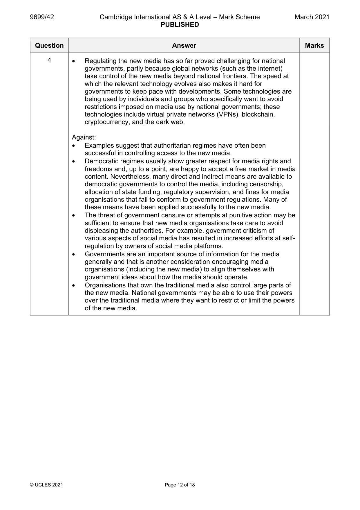 Mark scheme, page 12 of 18