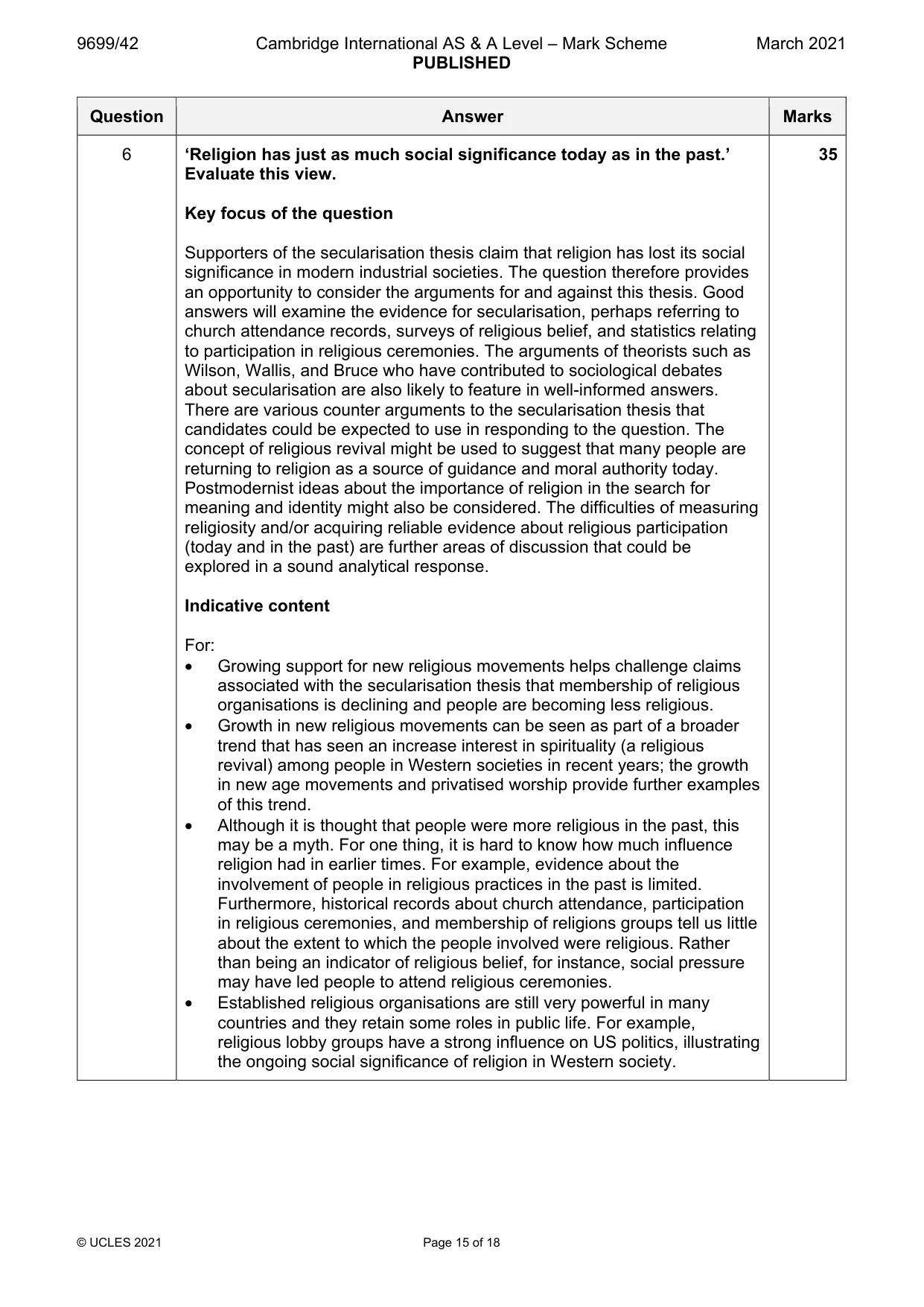 Mark scheme, page 15 of 18