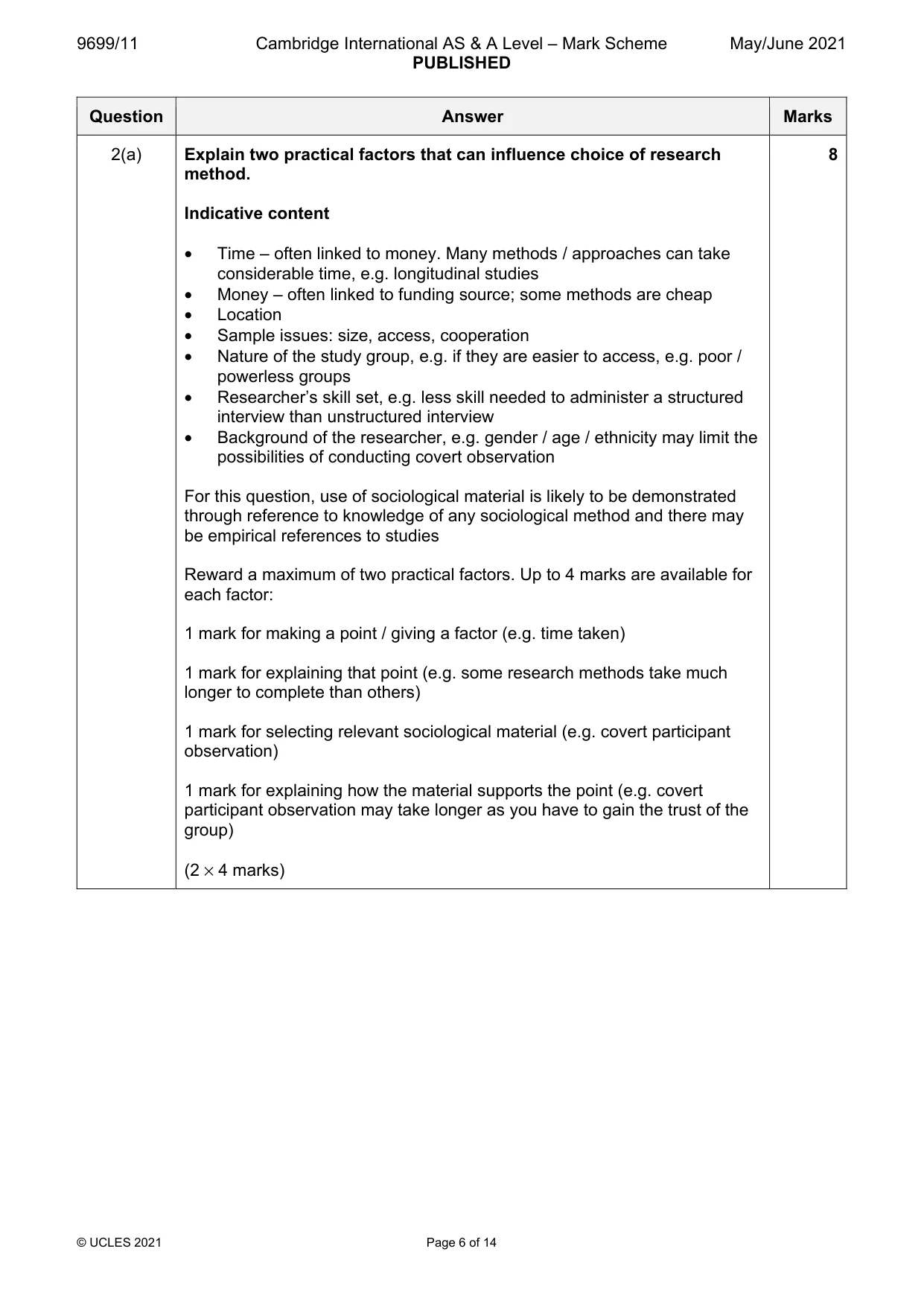 Mark scheme, page 6 of 14