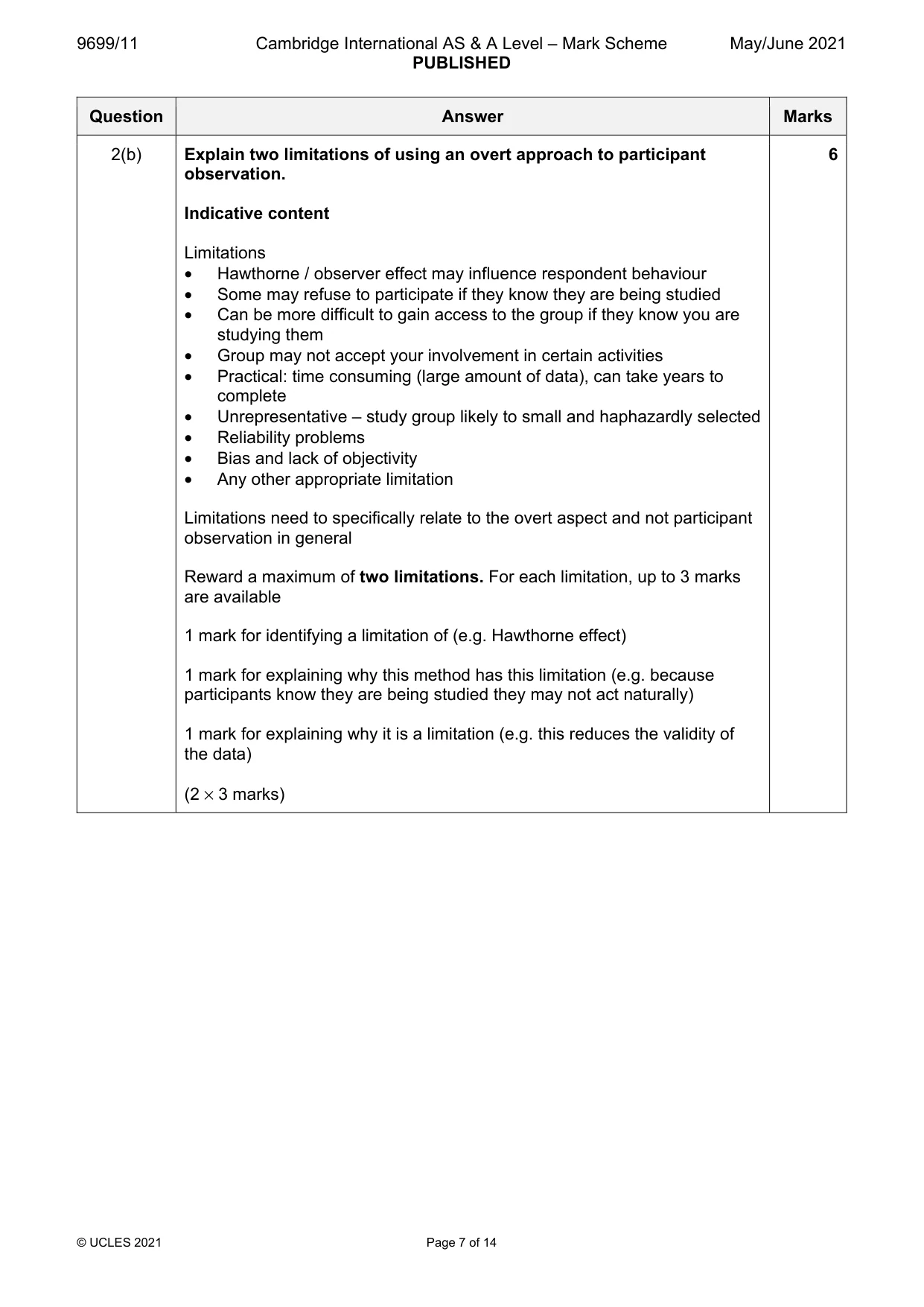 Mark scheme, page 7 of 14