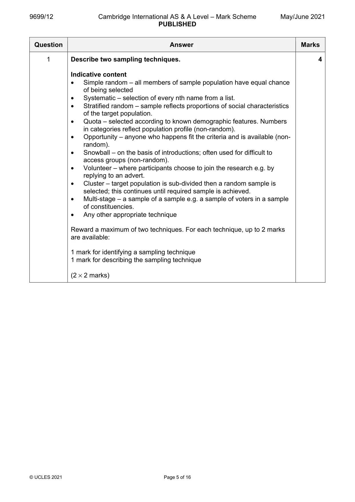 Mark scheme, page 5 of 16