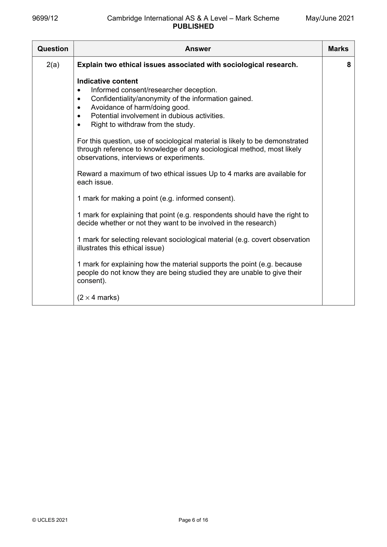 Mark scheme, page 6 of 16